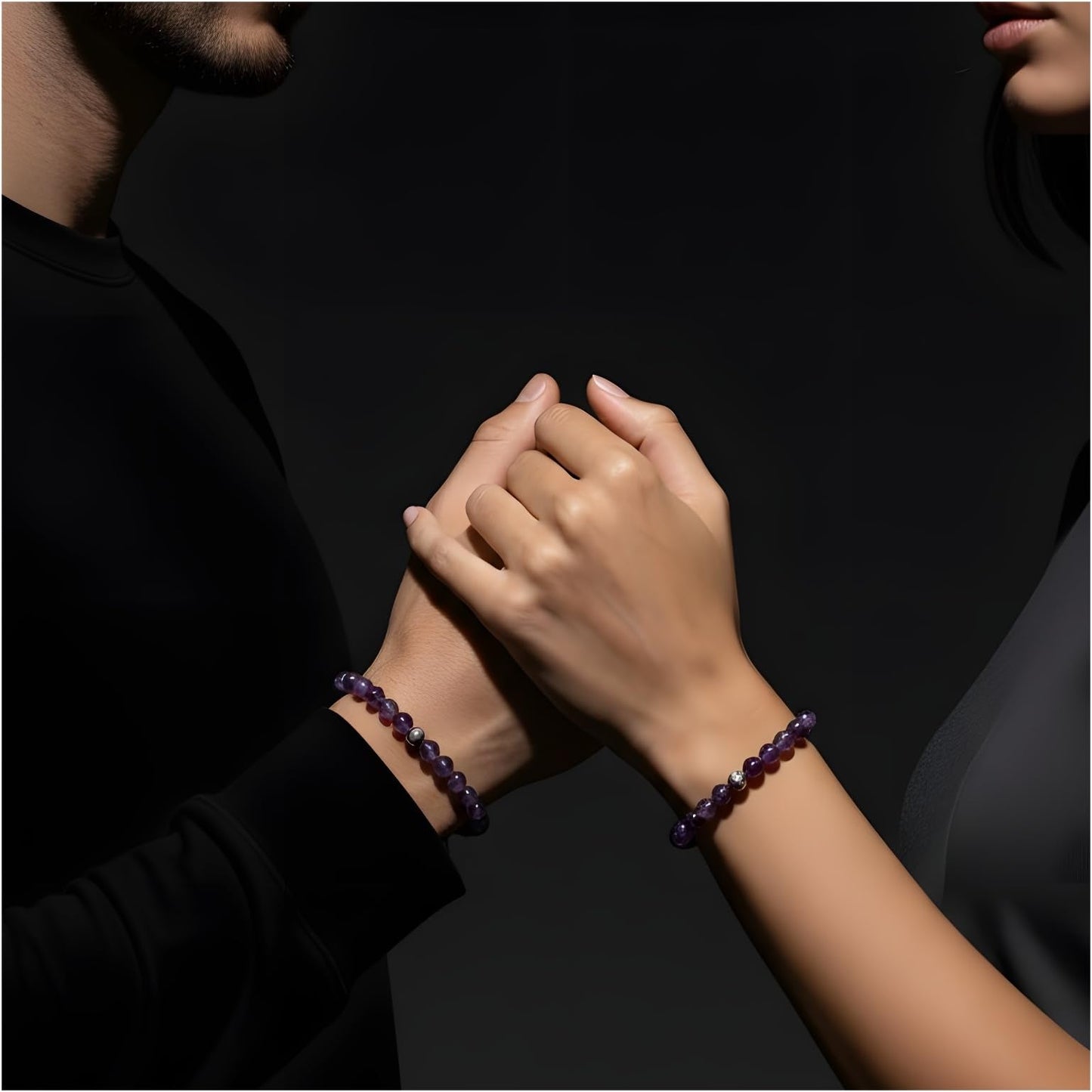 10:10 Beaded Bracelet for Men and Women โ Natural Amethyst Gemstones and Stainless Steel โ Adjustable, Durable and Elegant โ Made in Italy