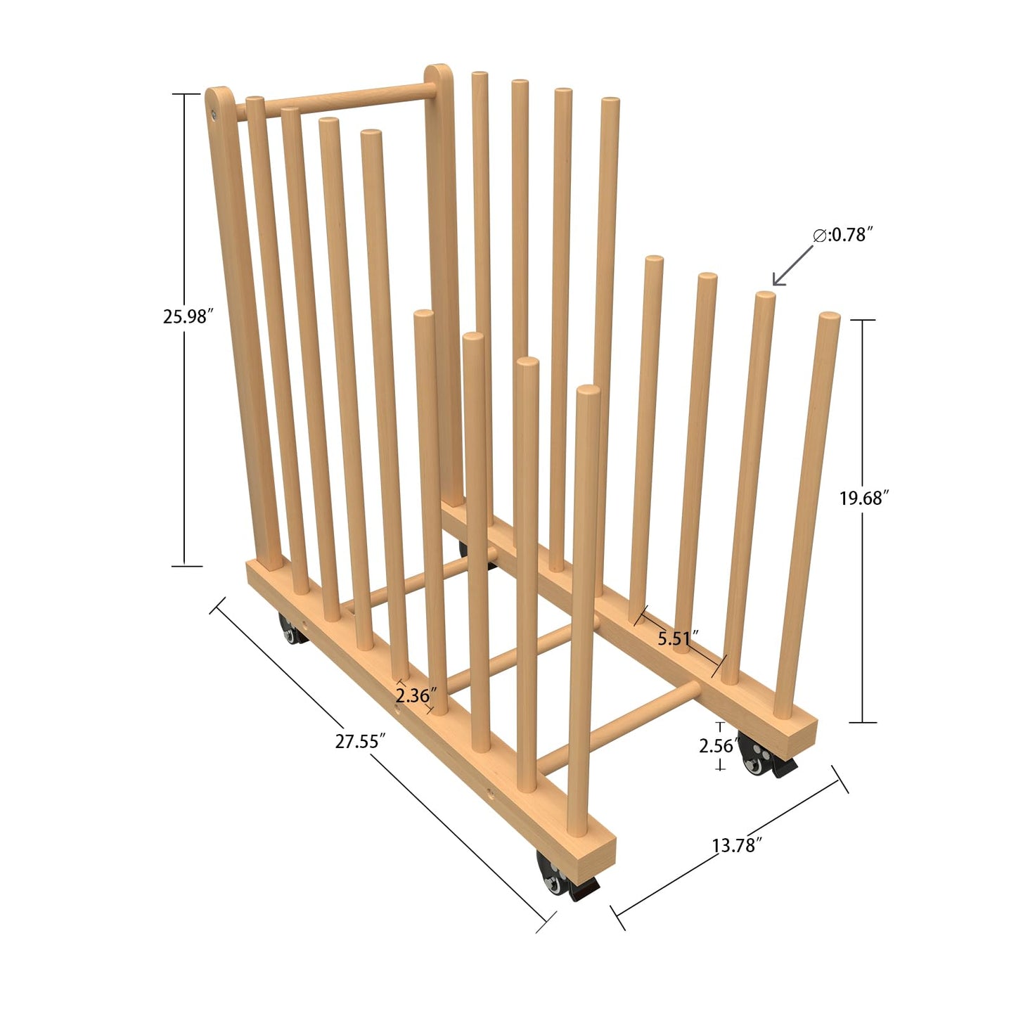LEJITEKK Art Storage Rack with Handle&Caster Wheels,Wooden Art Canvas Storage Stand,Art Drying Rack, Canvas Boards Rack for Drawing Board ,Art Studios,Panel,Artworks,Gallery