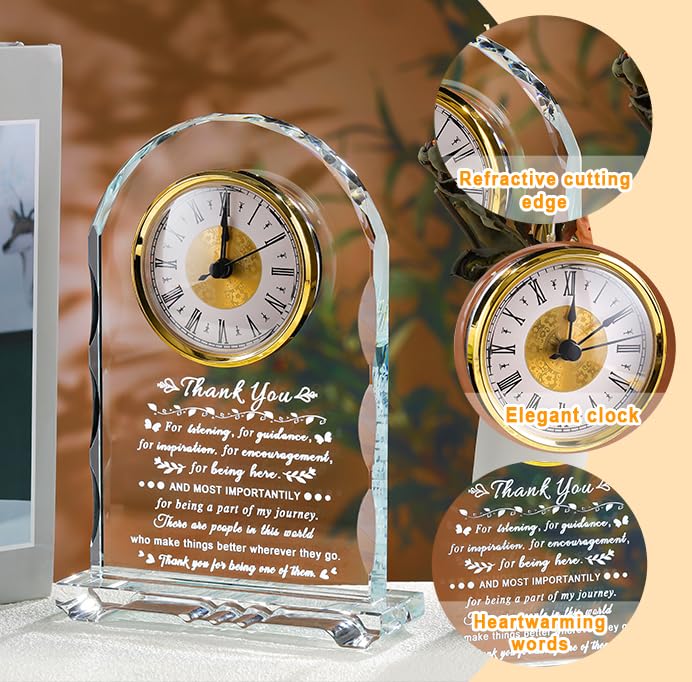 Ornalrist Thank You Gifts for Women Men, Crystal Clock Appreciation Gifts for Coworkers Friends Employee Teacher, Thank You Clock for Leader Colleague