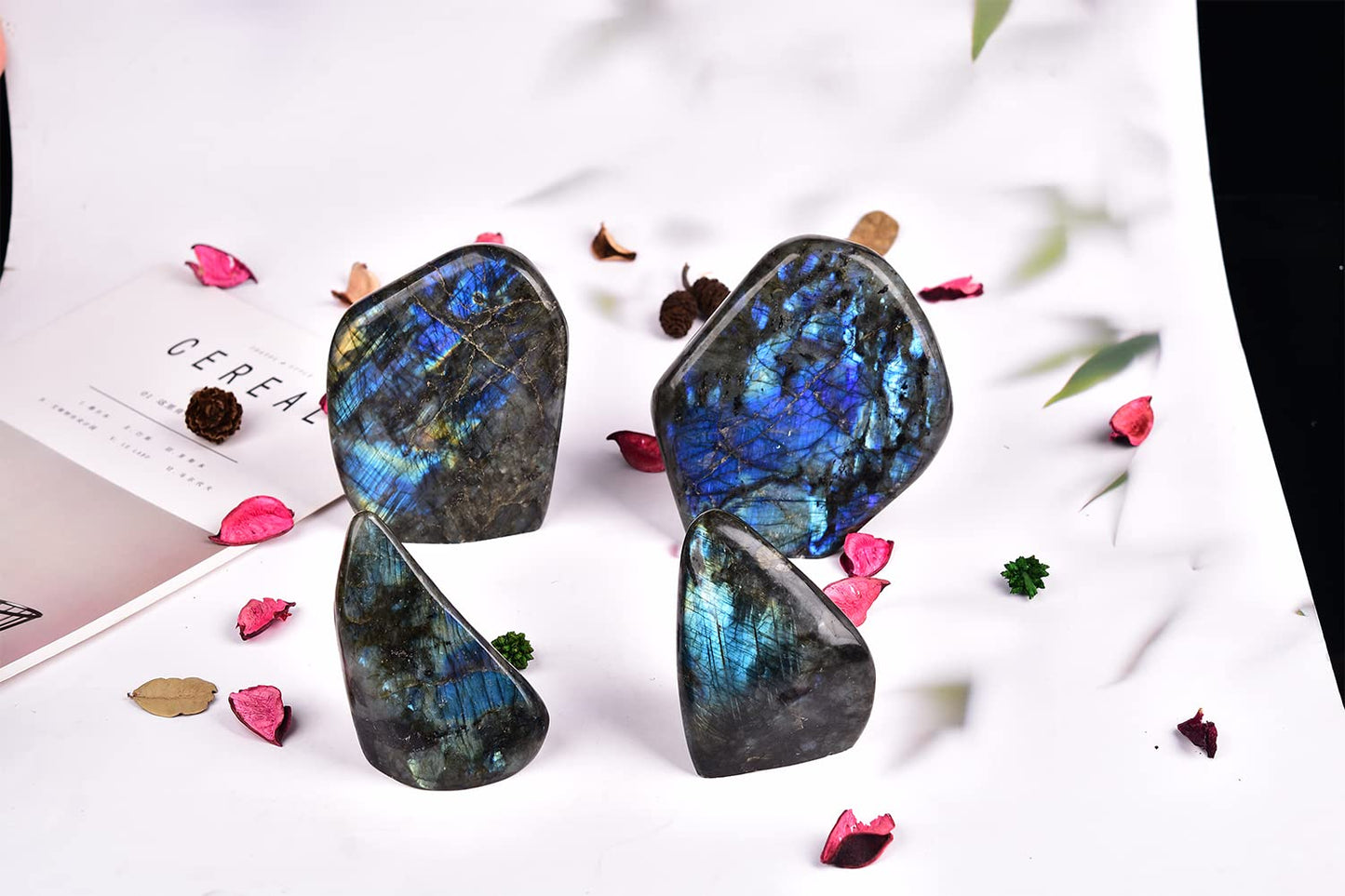 JIC Gem Labradorite Palm Stone Crystal,100% Natural and Handcrafted, Irregular Polished Healing Crystal Gemstones,Worry Stone with Healing & Calming Effects. (1-2 Lb)