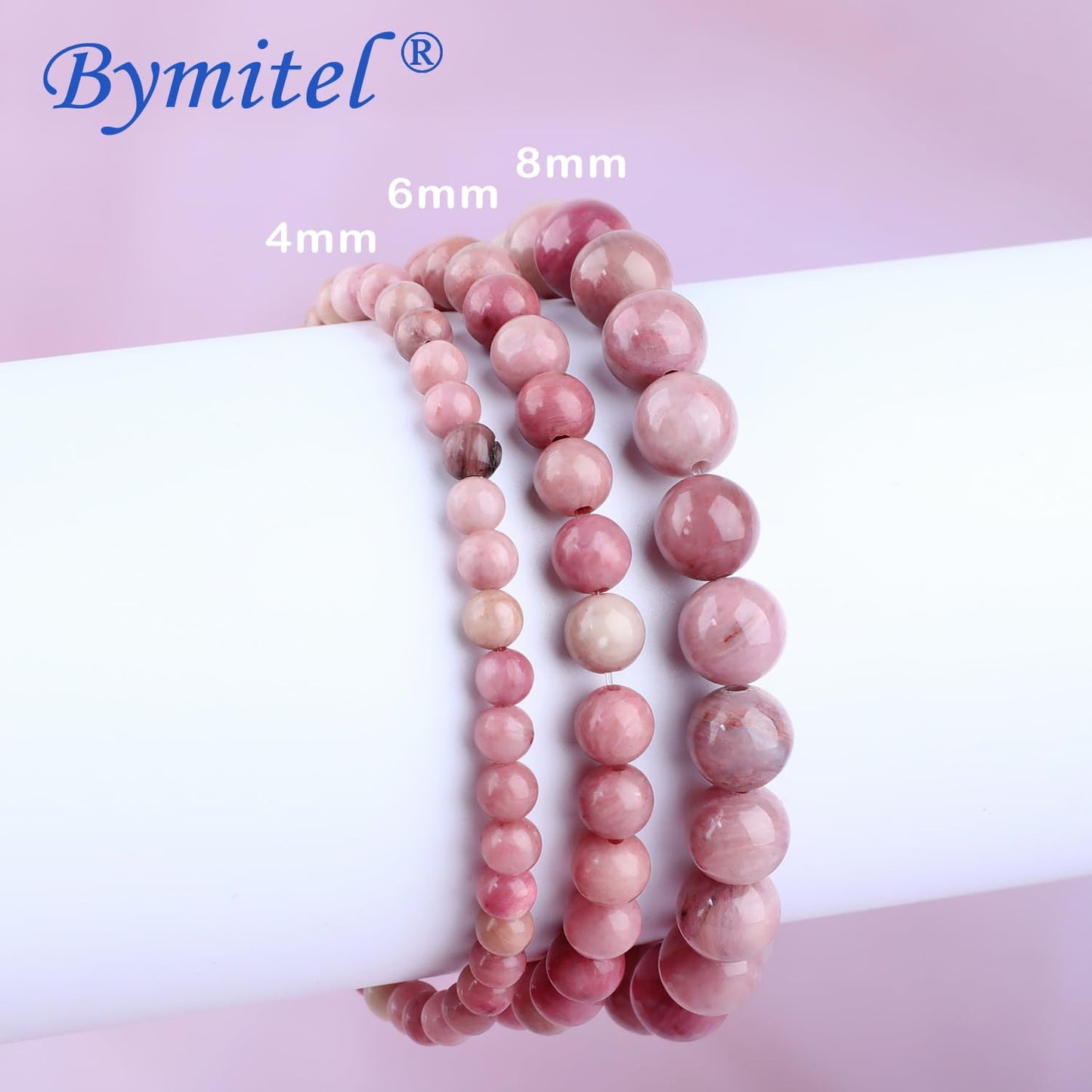 Bymitel 8mm Rhodochrosite - Handmade Reiki Gemstone Stretch Bracelet, Natural Beauty & Spiritual Essence, Crystal Healing for Unisex Adults
