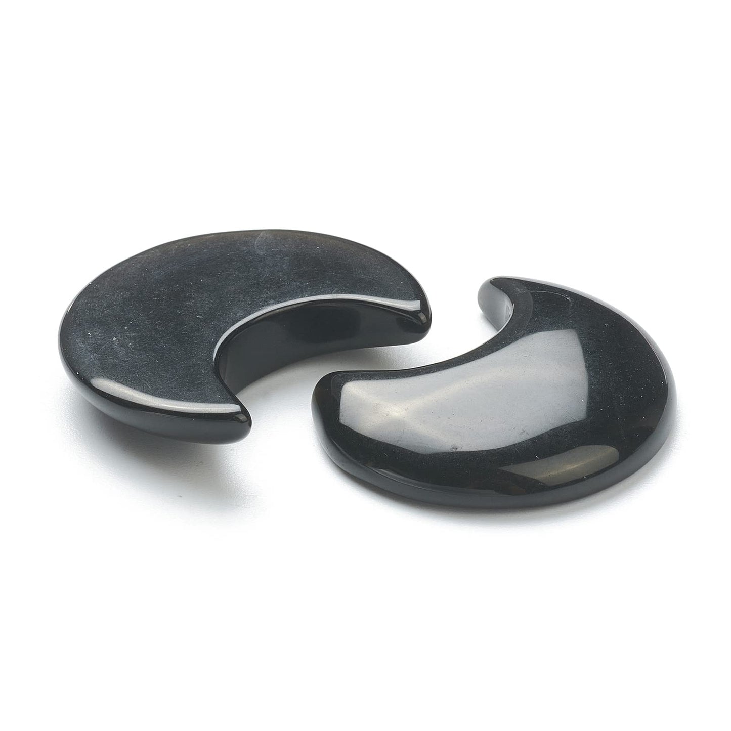 SUPERFINDINGS 10Pcs Natural Obsidian Cabochons Crescent Moon Black Gemstone Healing Crescent New Carved Stones Crystal Worry Stones for Jewelry Making Meditation Balancing Pendant Decor