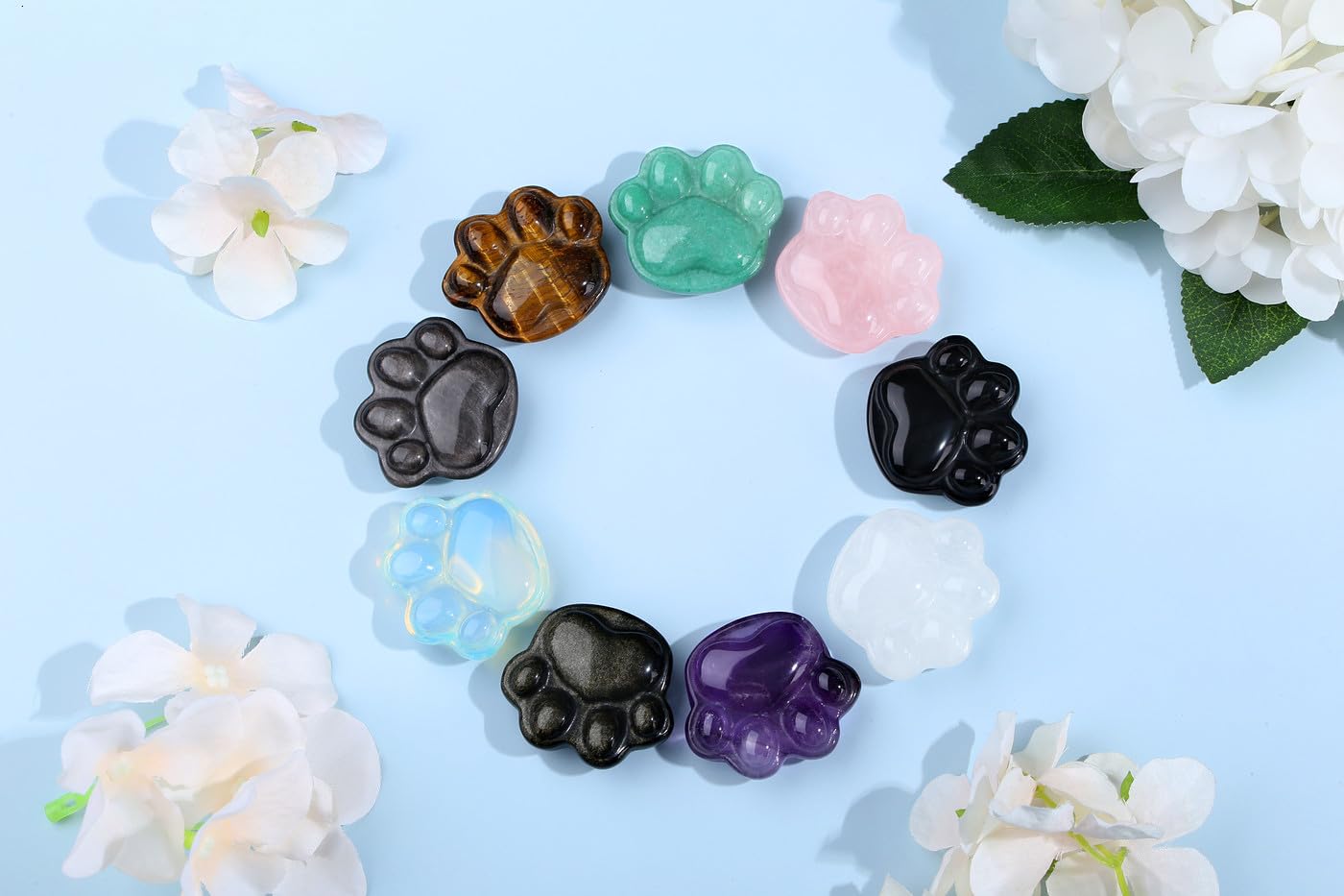 NUKAYAI Green Aventurine Cat Paw Crystal Statue Carved Figurines for Healing Crystals Lucky Kitten Trinkets Sculpture Decor Handcrafted Worry Stone Natural Spiritual Women Gifts for Cat Lovers