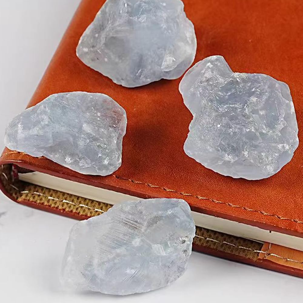 2PCS Natural Raw Stone Healing Crystals Bulk, Gemstones for Reiki, Meditation, Home Decor, Garden Fountain Rocks (Blue Celestite)