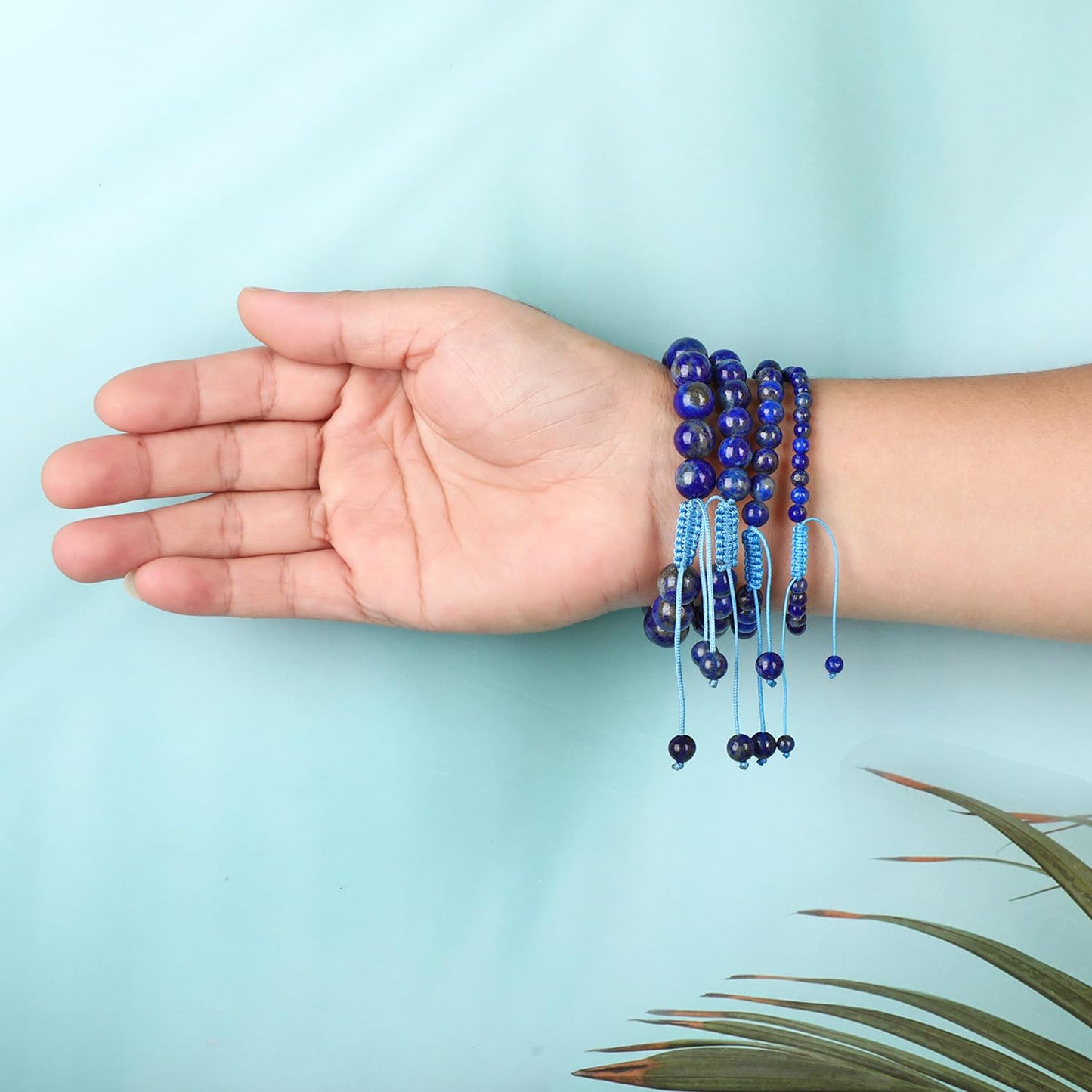 AD Beads 8mm Lapis Bracelet - Stone of the Creativity energy stone - Handmade Natural Stone Crystal Bracelet with Adjustable Macrame String - Yoga Healing Power Energy Gifts for Men and Women