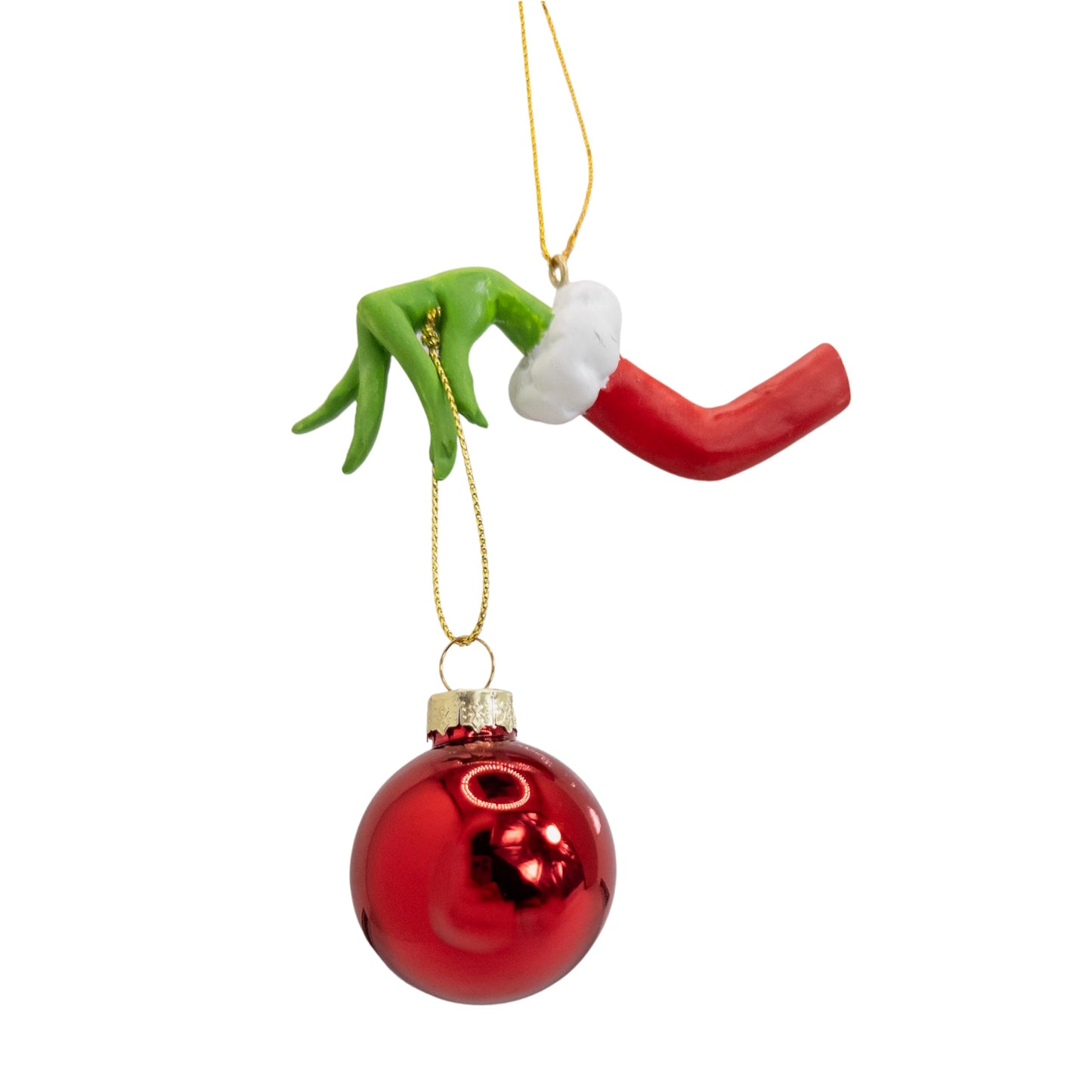Green Monster Hand Stealing Red Bulb Christmas Tree Decoration Funny Ornament for Naughty Grinches