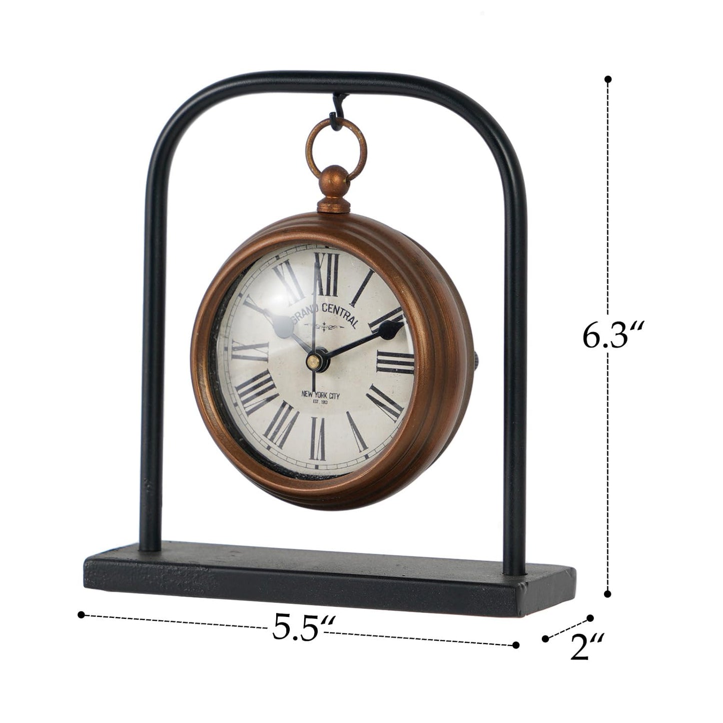 NIKKY HOME Small Retro Desk Clock, Silent Non-Ticking Classic Battery Operated Decorative Table Mantel Shelf Clock for Living Room