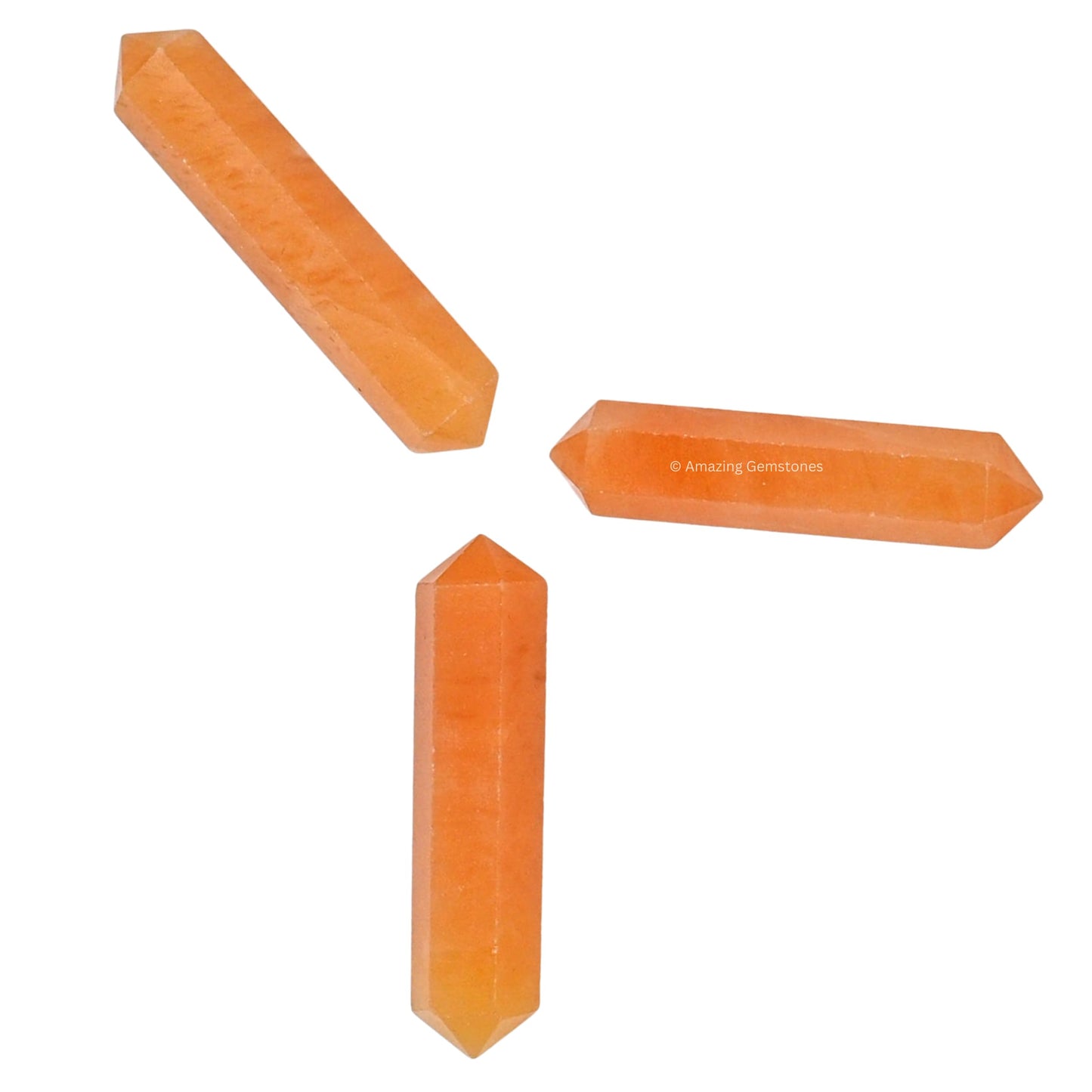 Amazing Gemstone Red Aventurine Crystal Points Bulk Healing Crystals - Pack of 3 Double Terminated Healing Wand Point Bulk Crystals for Crafts, Crystal Grid, DIY Work - Premium Crystals