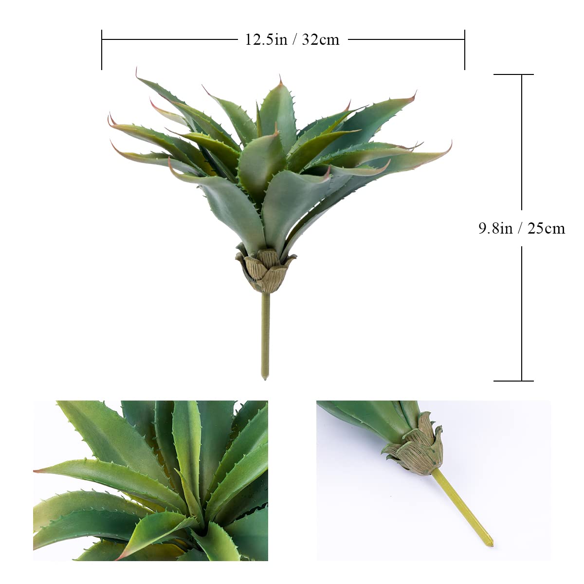 Veryhome Succulents Plants Artificial Aloe Plant, 12.5Inch Large Faux Succulents Unpotted, Premium Crafting DIY Greenery Decor for Indoor & Outdoor(Green)
