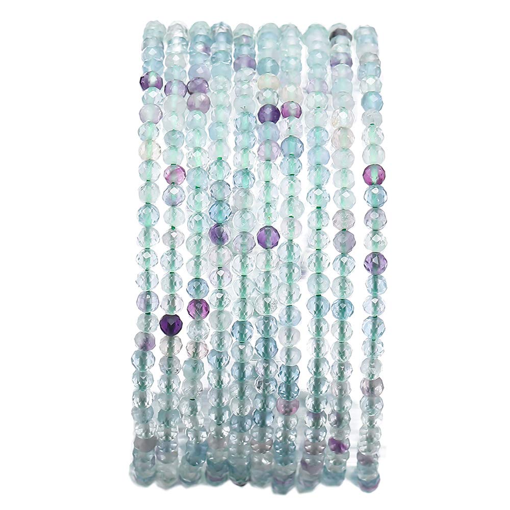 BEADIA Faceted Natural Fluorite Stone Round Loose Semi Gemstone Beads for Jewelry Making 2-2.5mm 38cm