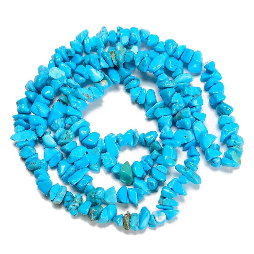PLTbeads Gemstone Chips Natural Blue Turquoise 3-5mm Healing Crystals Waist Bracelets Necklace Kit Irregular Stone DIY Crafts Design Jewelry Making Approxi 32 inch