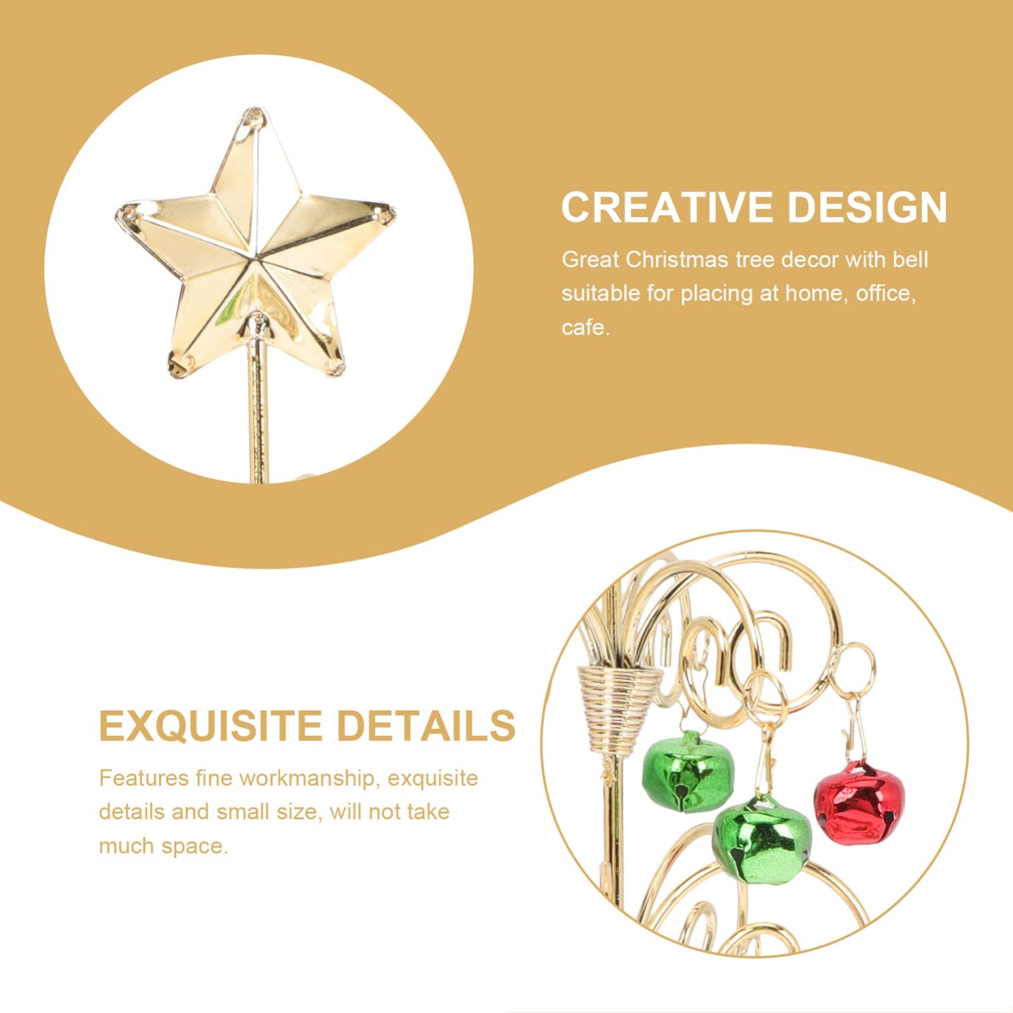 VICASKY Desktop Holiday Tree Ornament Metal Christmas Decoration Rotatable Calendar Xmas Ornaments Realistic Display Stand Gold Table Decor Tabletop Mini Trees (11.40X3.73 Inch)