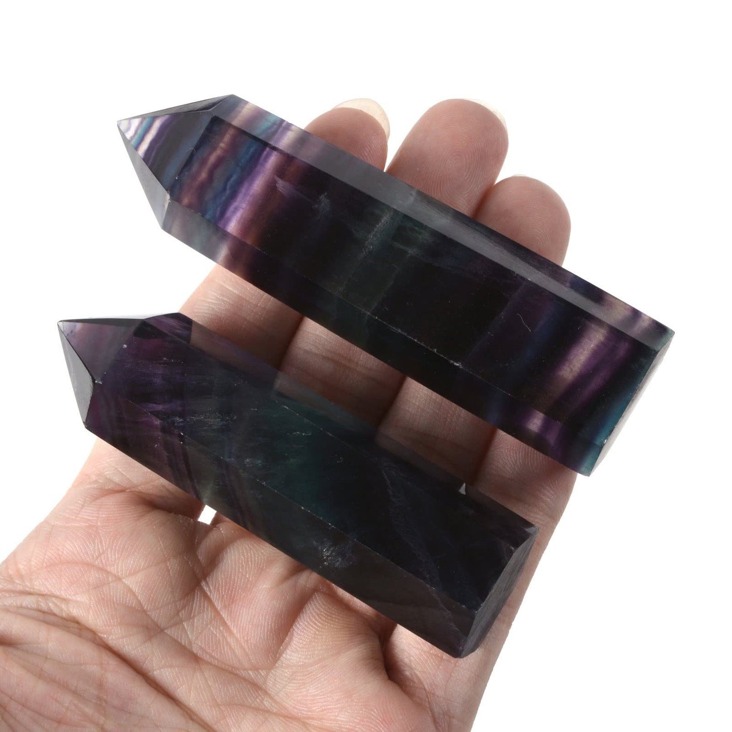 Large Rainbow Fluorite Crystal Tower Healing Crystal Wand For Spiritual Use Hexagonal Point Reiki Chakra Gemstone Home Office Decor