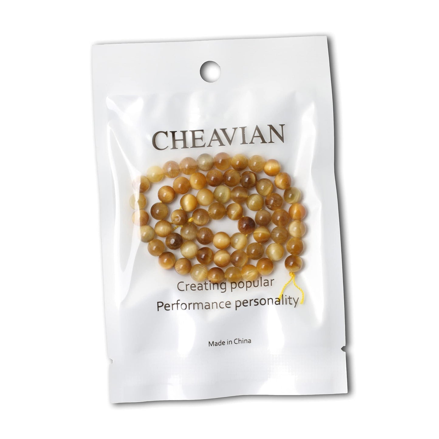CHEAVIAN 60PCS 6mm Natural Golden Tiger Eye Stone Round Loose Beads for Jewelry Making DIY Bracelet Necklace Materials 1 Strand 15"