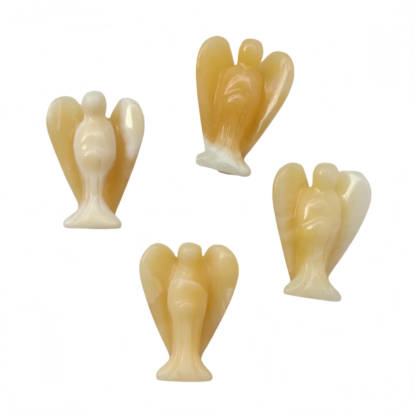 Afucats Natural Yellow Jade Healing Guardian Angel Indoor Decorative Stone,1.5 Inches Carving Pocket Palm Statue,Gift for Her Christmas Décor