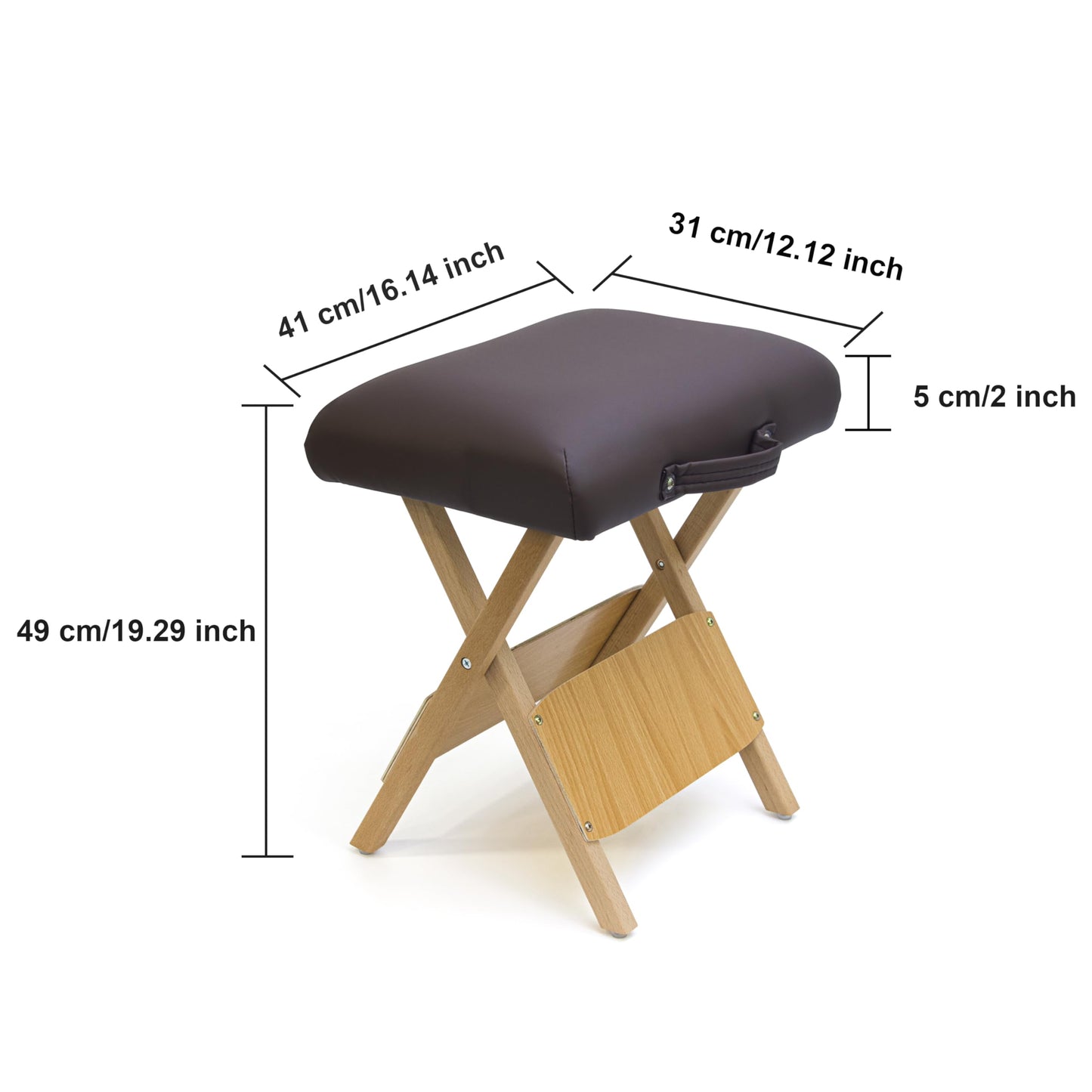 Elitzia Convenient Wooden Folding Stool SPA Beauty Salon Beautician PU Sponge Soft Hand-Held Portable Travel to Folding Low Stool Comfortable Working Wood Foldable Chair Home ET20646 (Coffee Colour)
