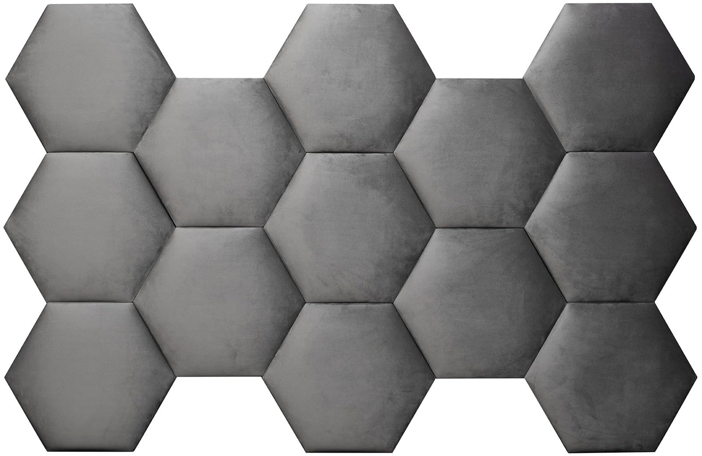 Wall!Supply - Gray Hexagon Velvet Wall Panels - Plush Textile Wall Covering for Feature Walls - Textured Peel-and-Stick Wallpaper Alternative - Sound Dampening - Easy DIY Installation (2-Pack)