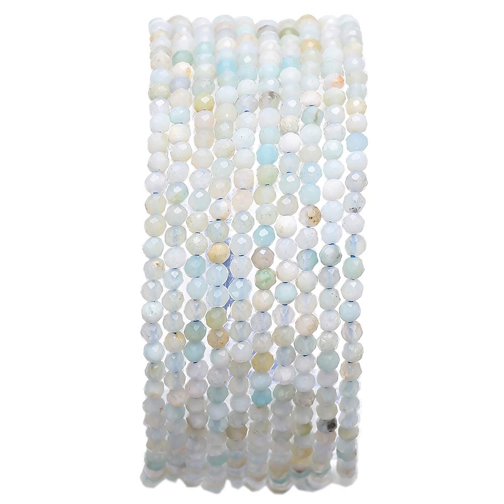 BEADIA Faceted Natural Amazonite Stone Round Loose Semi Gemstone Beads for Jewelry Making 2-2.5mm 38cm