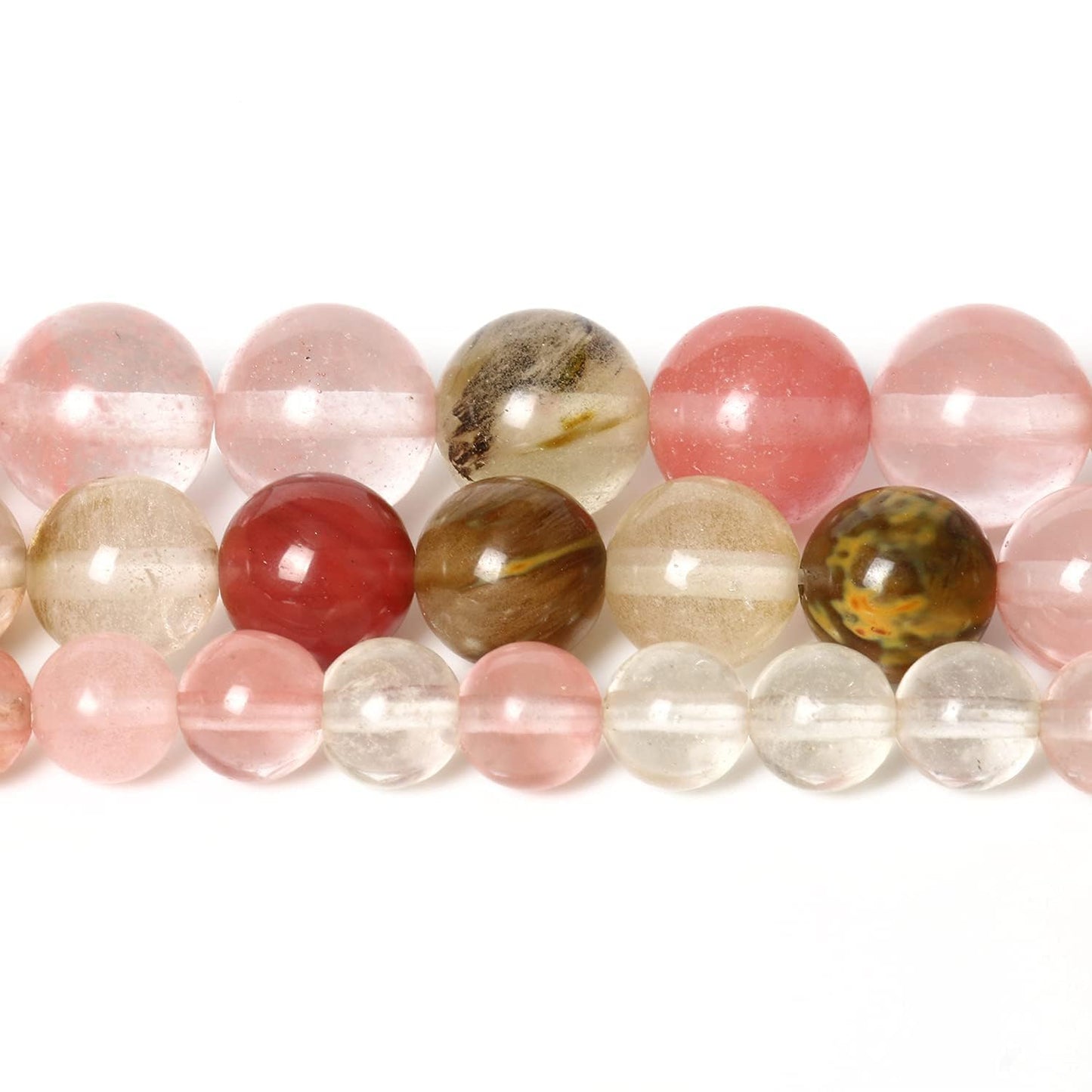 About 60pcs 6mm Natural Stone Beads Fire Cherry Quartz Beads Energy Crystal Power Gemstone for Jewelry Making, DIY Bracelet Necklace