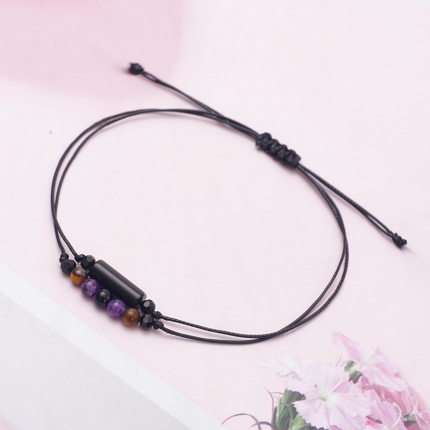 MTJAHPS Protection Bracelet, empath protection, black obsidian Crystals and Healing Stones Bracelet for Women ,Luck ,Anxiety and Stress Clam Bracelet (No Negativity)