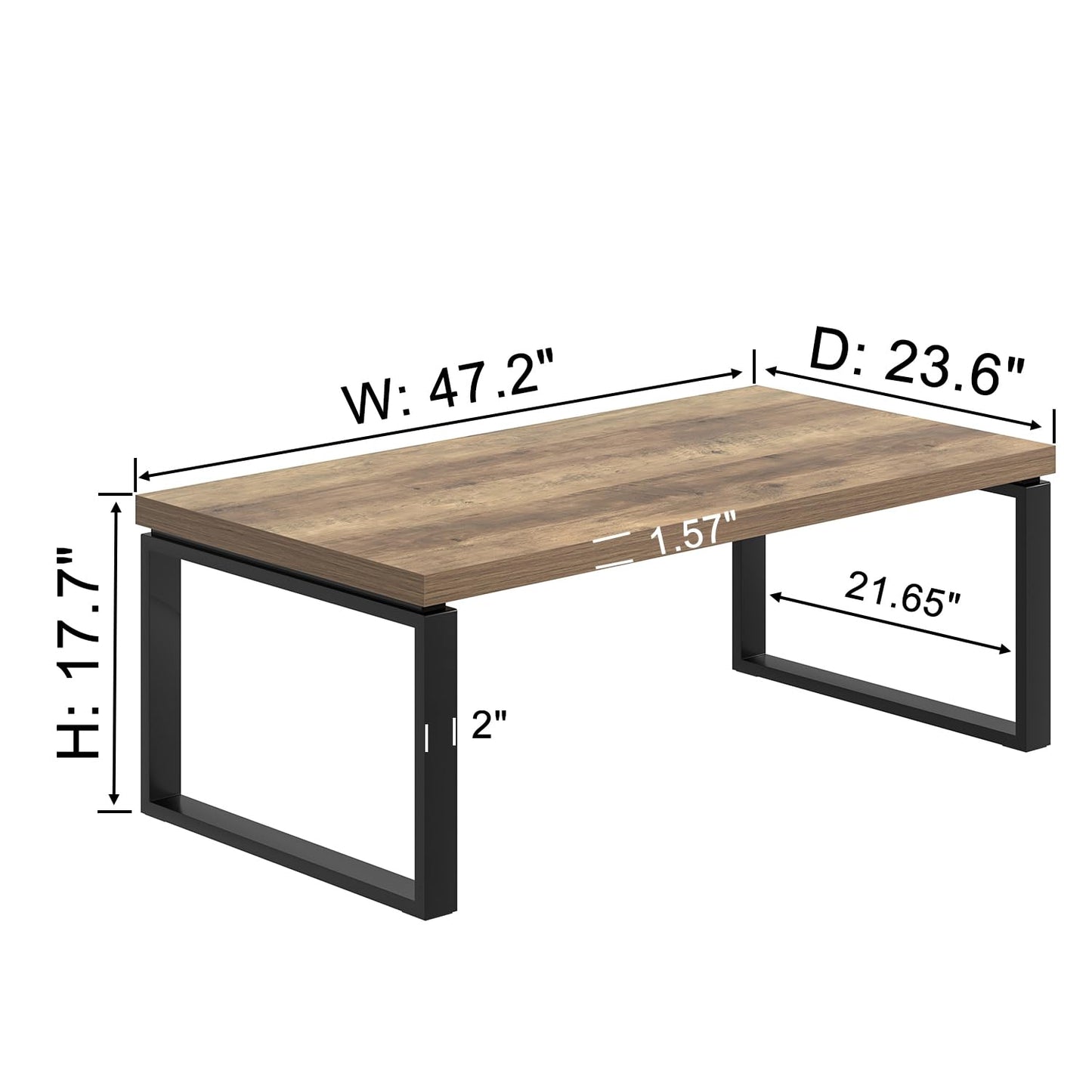 EXCEFUR Coffee Table, Modern Wood and Metal Living Room Table, Industrial Rectangle Center Table for Home Office, Rustic Oak, 47 Inch