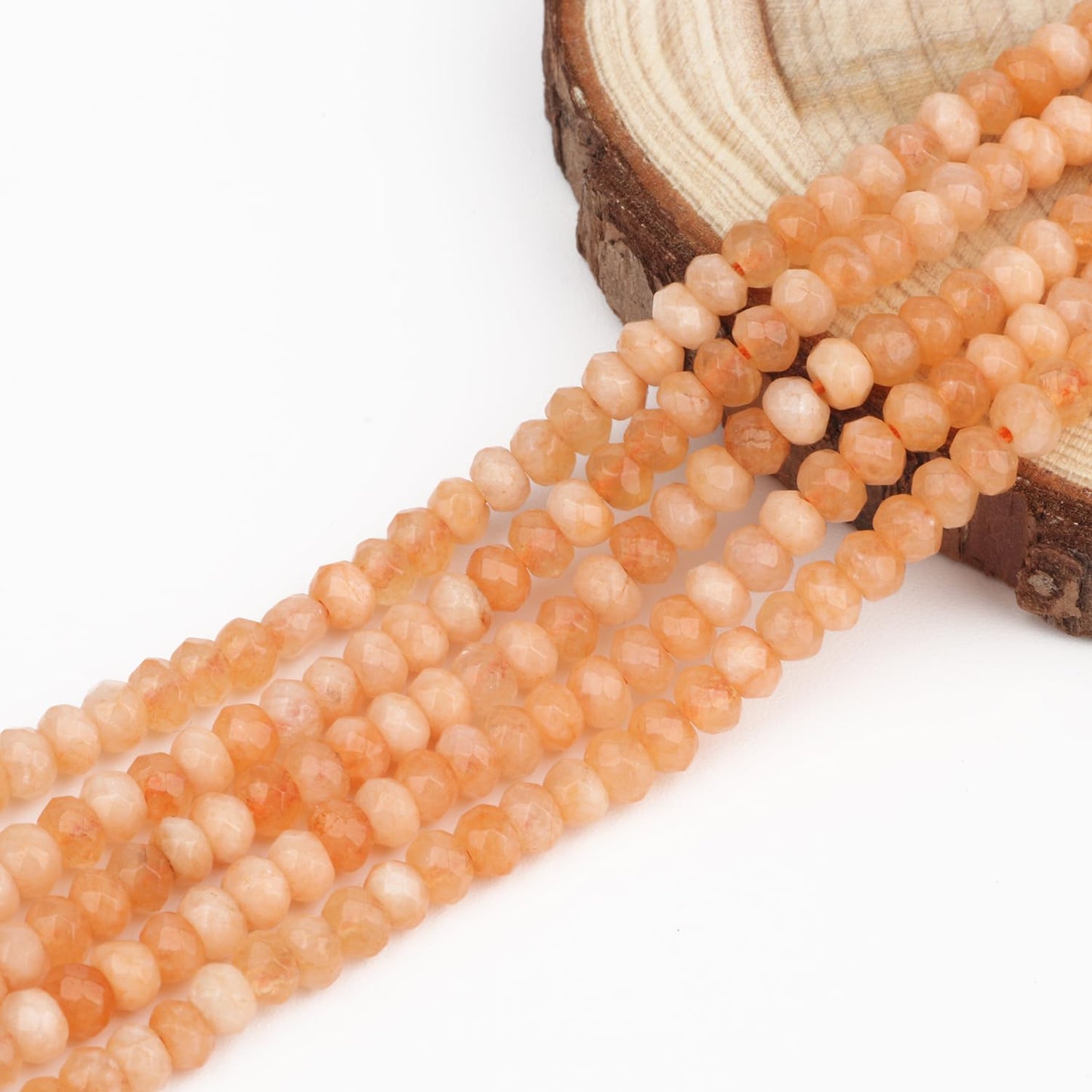 2 String 220PCS 3x5mm Natural Sun Stone Beads for Jewelry Making, Songxi Facted Loose Gemstone Beads for DIY Bracelet Necklace Making Supplies with Energy Healing Chakra Power