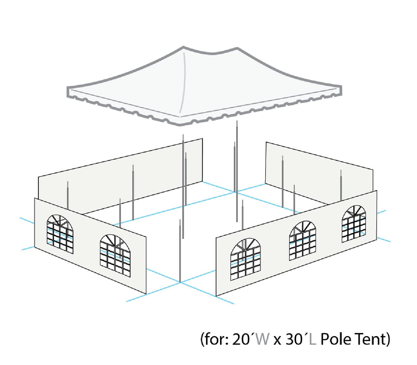 Party Tents Direct 20'x 30' Weekender Canopy Pole Tent with Sidewalls - Easy Up Canopy Tent with 120 Person Capacity - Outdoor Canopies for Parties, Weddings, and Events (Yellow/White)