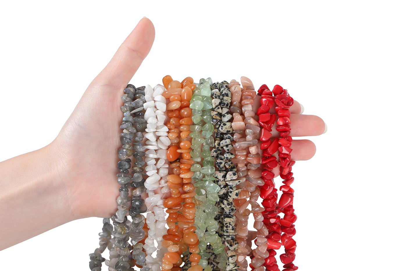 XIANNVXI Sunstone Beads, Natural Chip Stone Beads 400Pcs Crystal Bead 5-8mm Irregular Healing Crystal Loose Rocks for DIY Jewelry Making