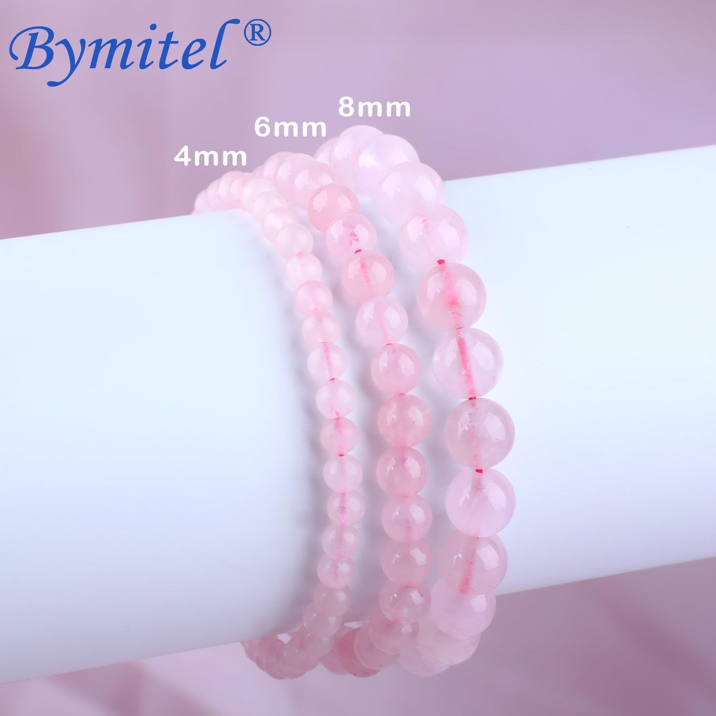 Bymitel 4mm Pink Quartz - Handmade Reiki Gemstone Stretch Bracelet, Natural Beauty & Spiritual Essence, Crystal Healing for Unisex Adults