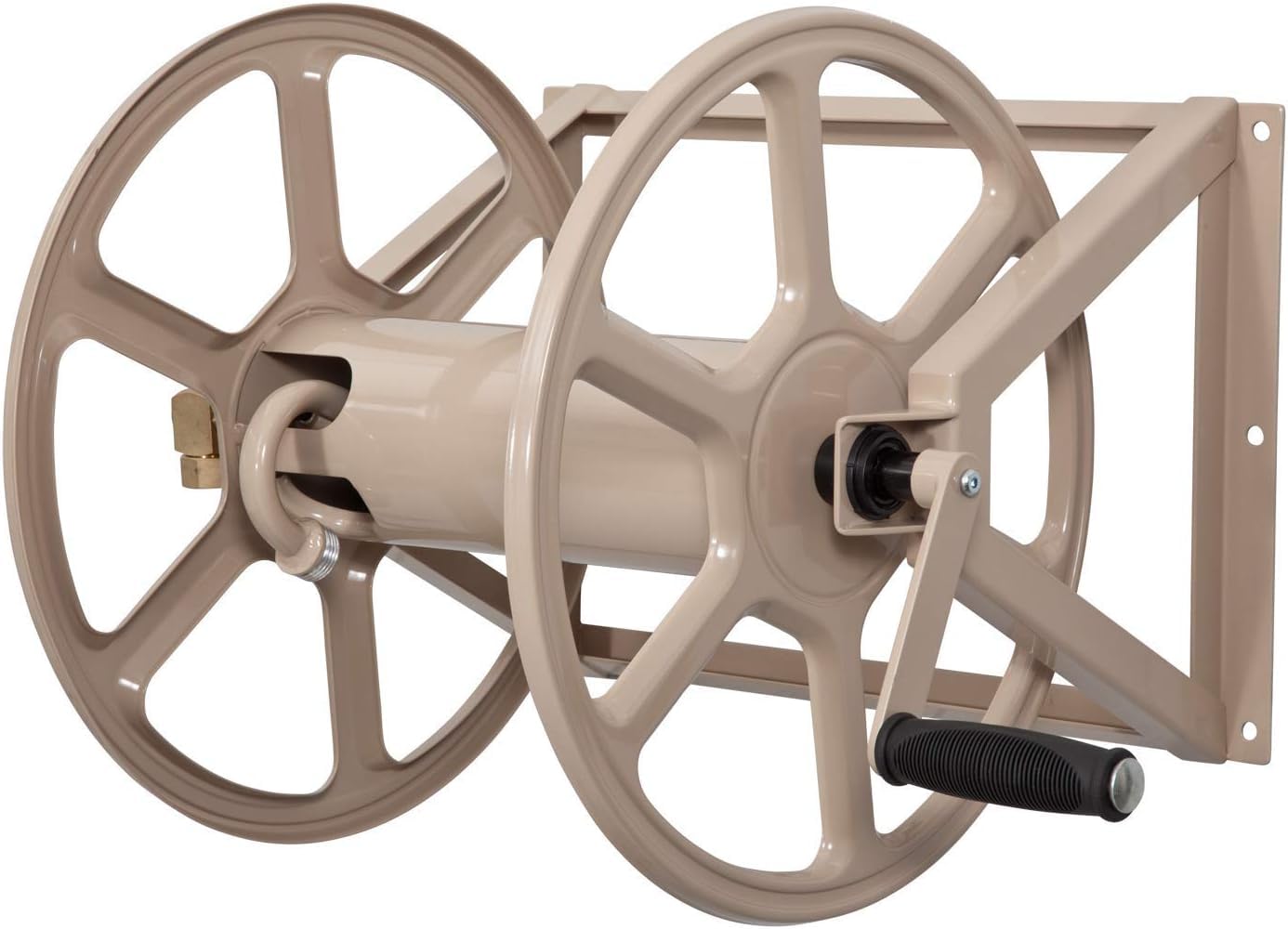 Liberty Garden 709 Steel Wall/Floor Mounted Hose Reel, Holds 200-Feet of 5/8-Inch Hose - Tan, 17.6 x 22 x 15