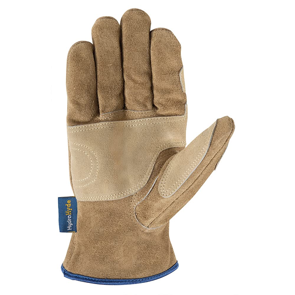 Wells Lamont Men’s HydraHyde Leather Work Gloves, Water-Resistant Split Cowhide, Reinforced Palm for Ranching, Fencing, and Construction