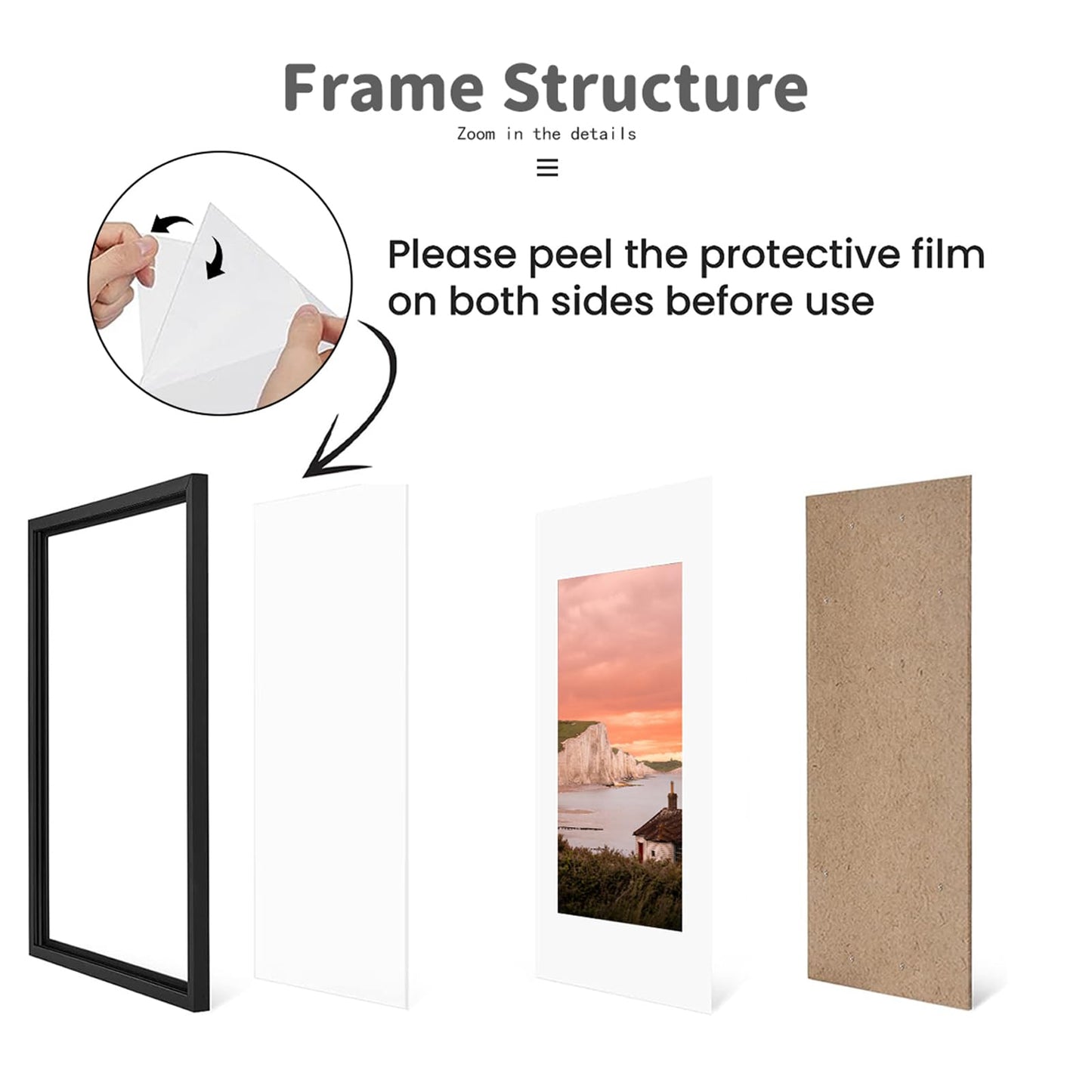 RUN HELIX 11x14 Picture Frame, Wall Gallery Photo Frames,Stable and Sturdy Black Frame with High Definition Plexiglass,11x14 Poster Photo Frame,Horizontal and Vertical Formats for Wall Hanging, Black