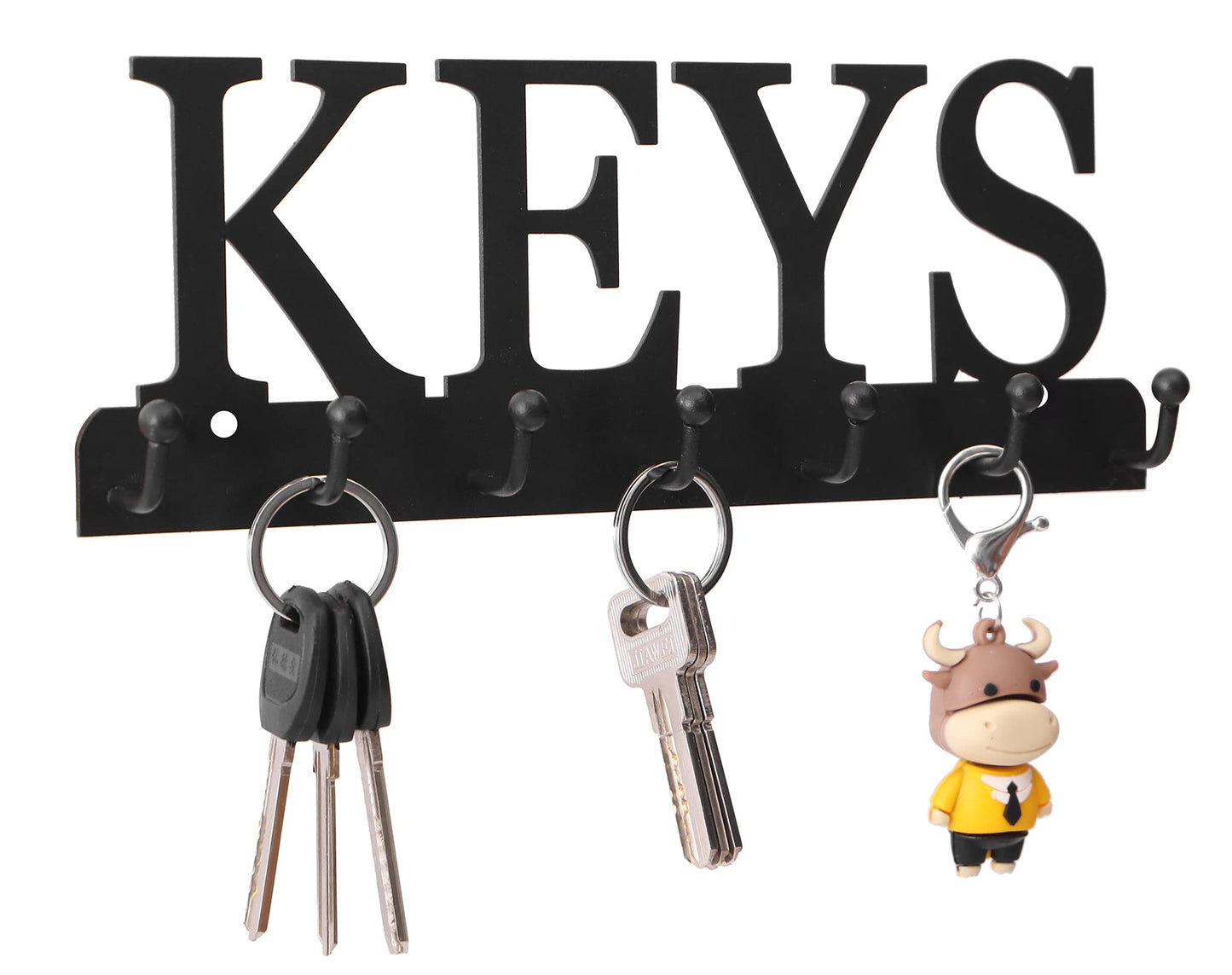 Lixgifts Key Holder Wall Mounted Key Hooks for Wall Decorative with 7 Hooks Black Metal Key Organizer Rack Hanger for Entryway, Front Door, Hallway, Office 10X3.7 inches