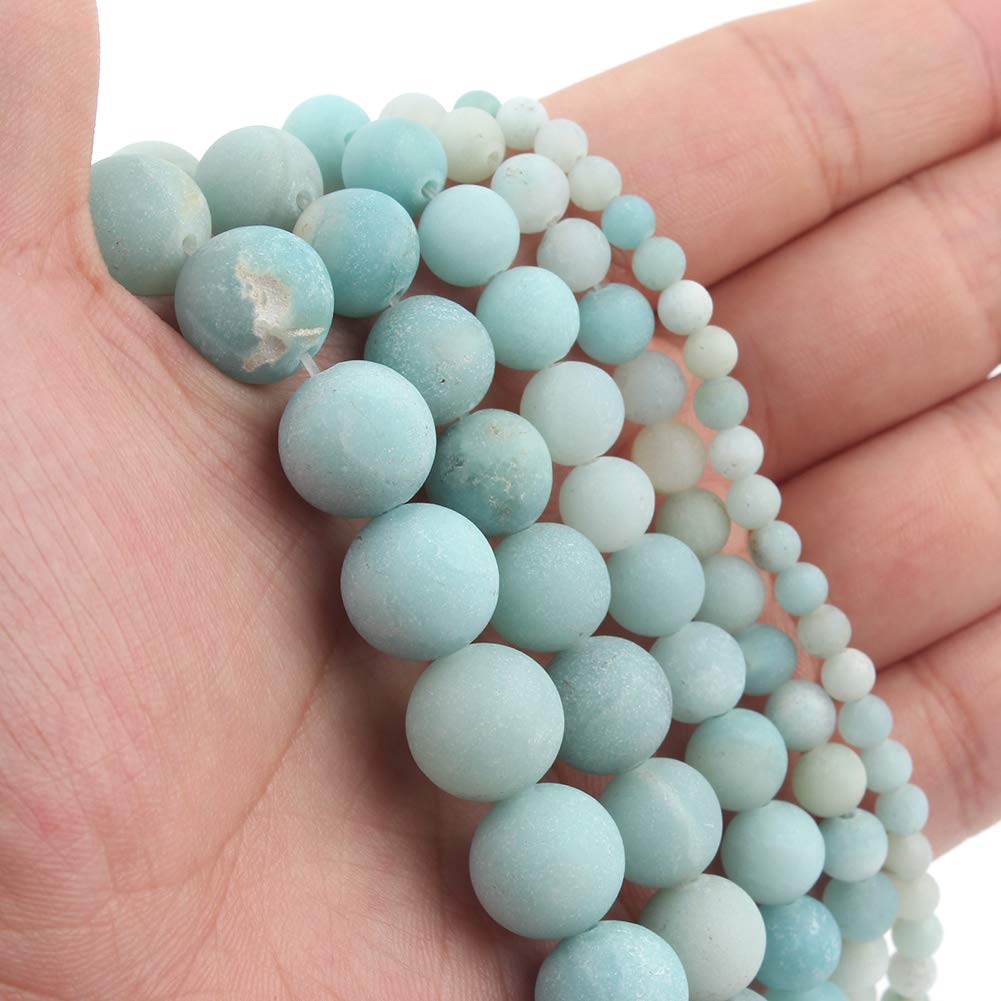 Song Xi Frosted Amazon Stone Beads 6mm Natural Stone Beads for Jewelry Making Gemstone Beads