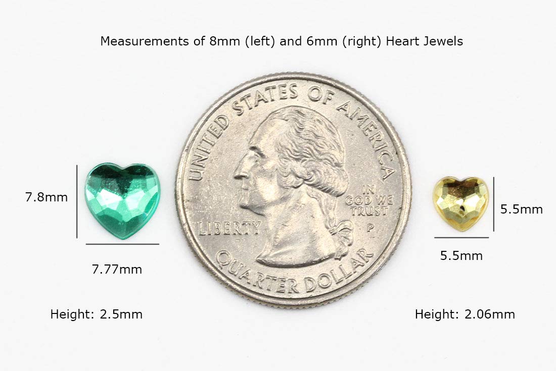 KraftGenius Allstarco 8mm Flat Back Heart Acrylic Rhinestones Tiny Face Gems Body Jewels Card Making Embelishments - 100 Pieces (Green Xmas JG02)