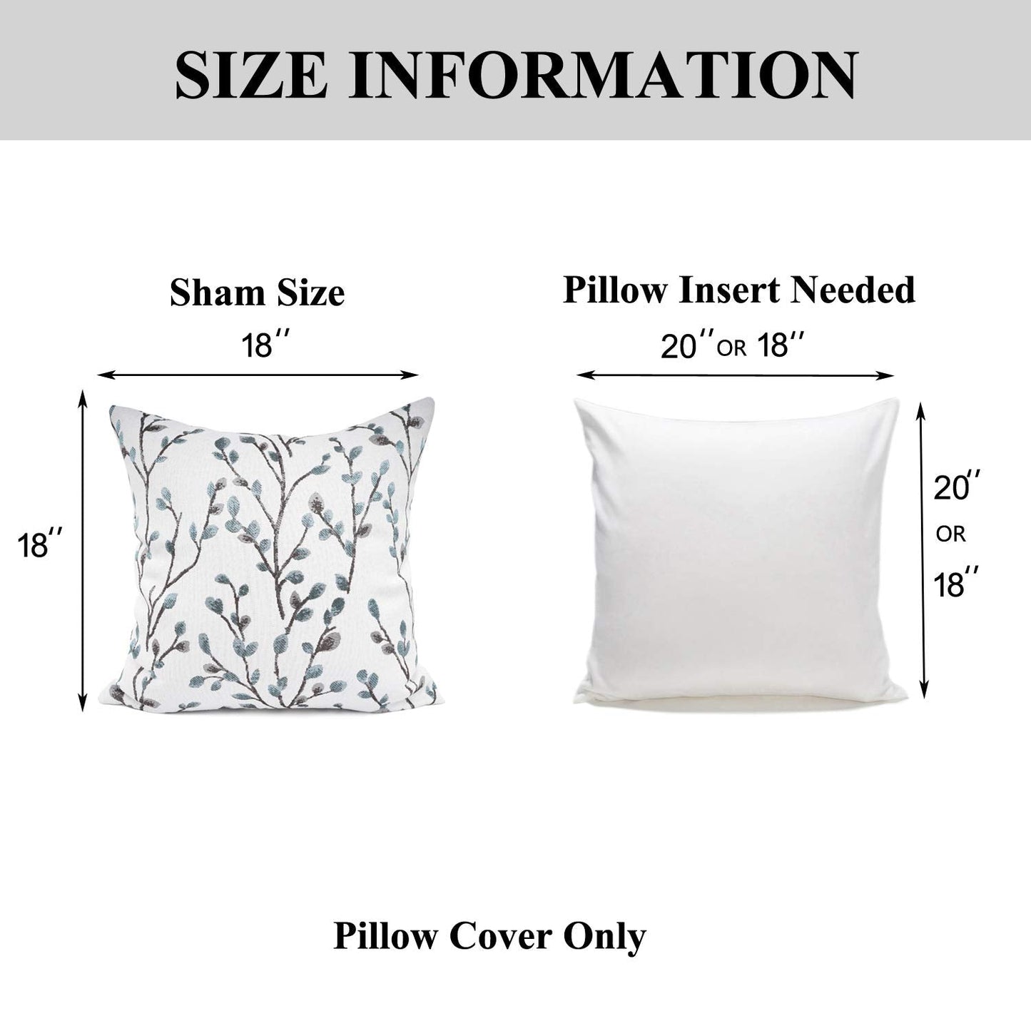 YOUR SMILE Classical Embroidery Jacquard Teal Leaf Pattern Square Decorative Throw Pillow Case Cushion Cover 18x18 inch