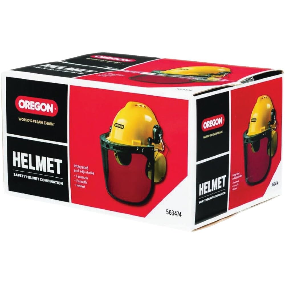Oregon Chainsaw Safety Protective Helmet with Visor Combo Set, Yellow