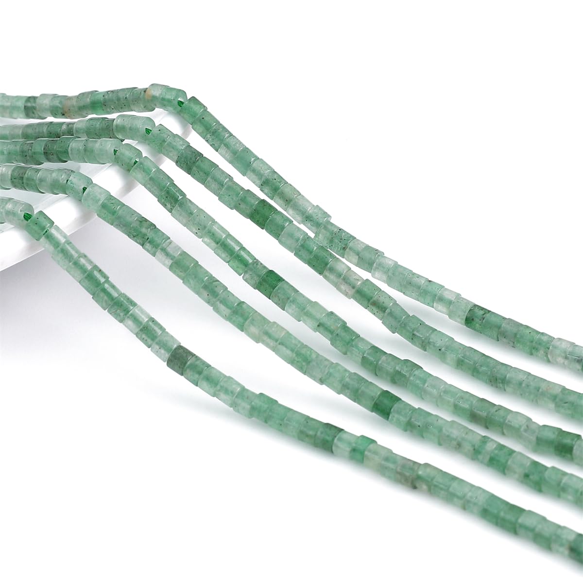 BEADIA Natural Green Aventurine Spacer Beads Caps Flat Round Loose Beads for Beading Jewelry Making 3mmx2mm 38cm