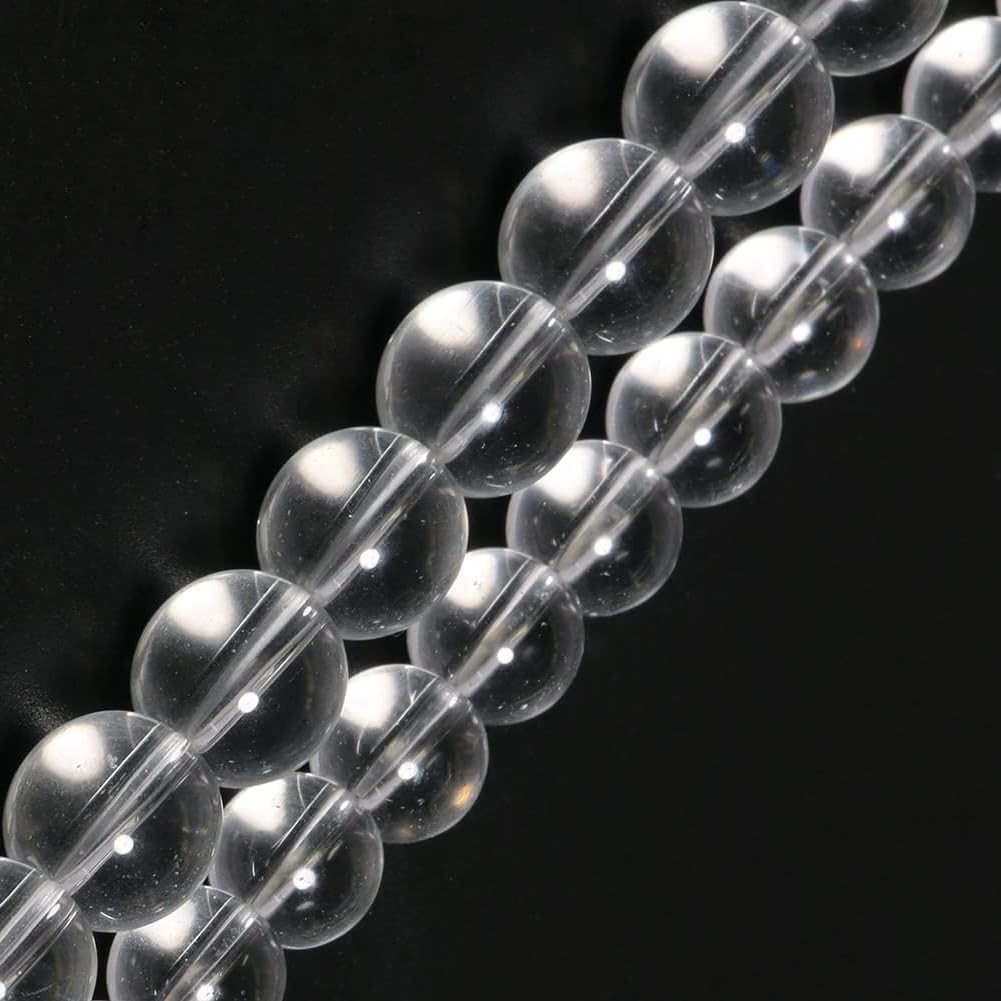 Yochus 45pcs Clear Quartz Stone Beads,8mm Healing Power Natural Stone Round Loose Beads for Jewelry Making Earring Necklace DIY Crafts