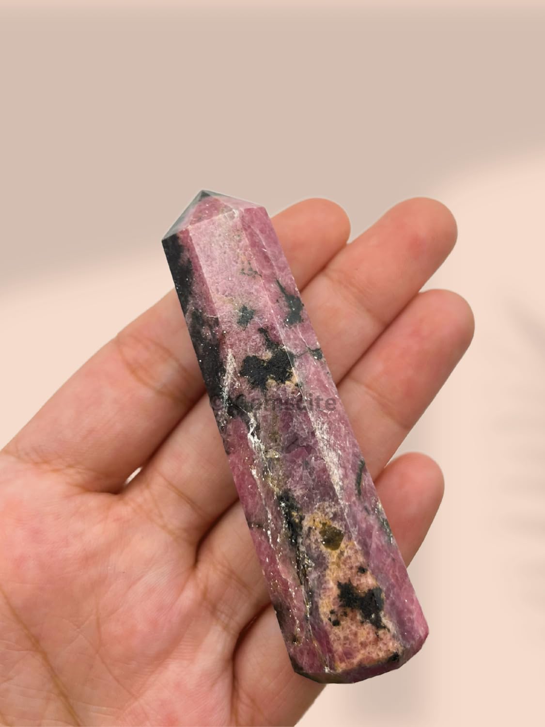 WholesaleGemShop 3 Inch (70 mm) Gemstones RHODONITE Obelisk Tower Jumbo Facet Aura Rock Crystal Natural Polished Earth Wand Spirit