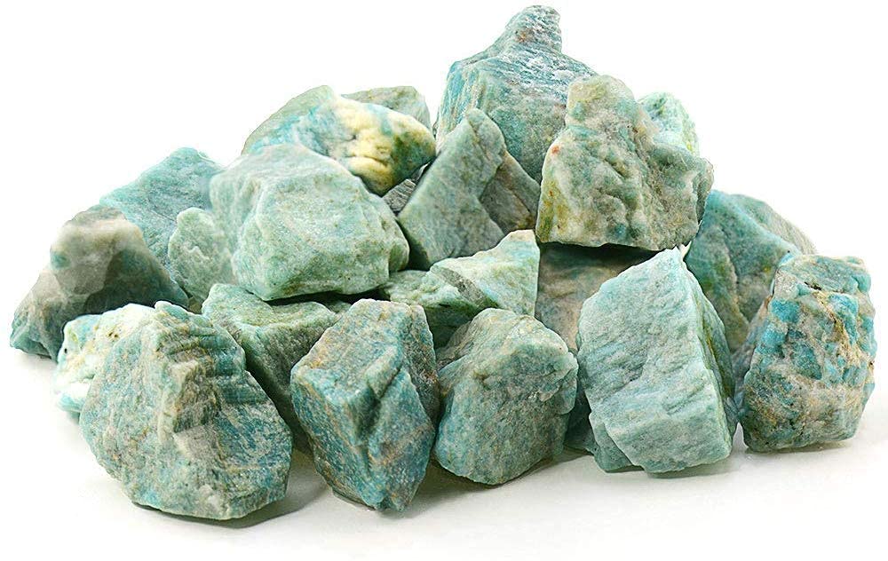 Sawcart Amazonite Rough Raw Natural Crystal Stone 1/2 lb (200β250g) Bulk Green Gemstone for Tumbling Cabbing Wire Wrapping Lapidary Polishing Home Decor Crystal