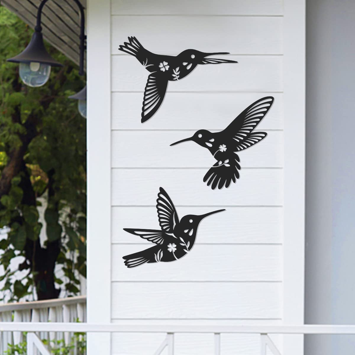 Daogtc Metal Hummingbird Wall Art Decor-Black Metal Wall Art,Bird Wall Sculpture for Home Kitchen Patio Bedroom Living Room Bathroom(3 Pack)