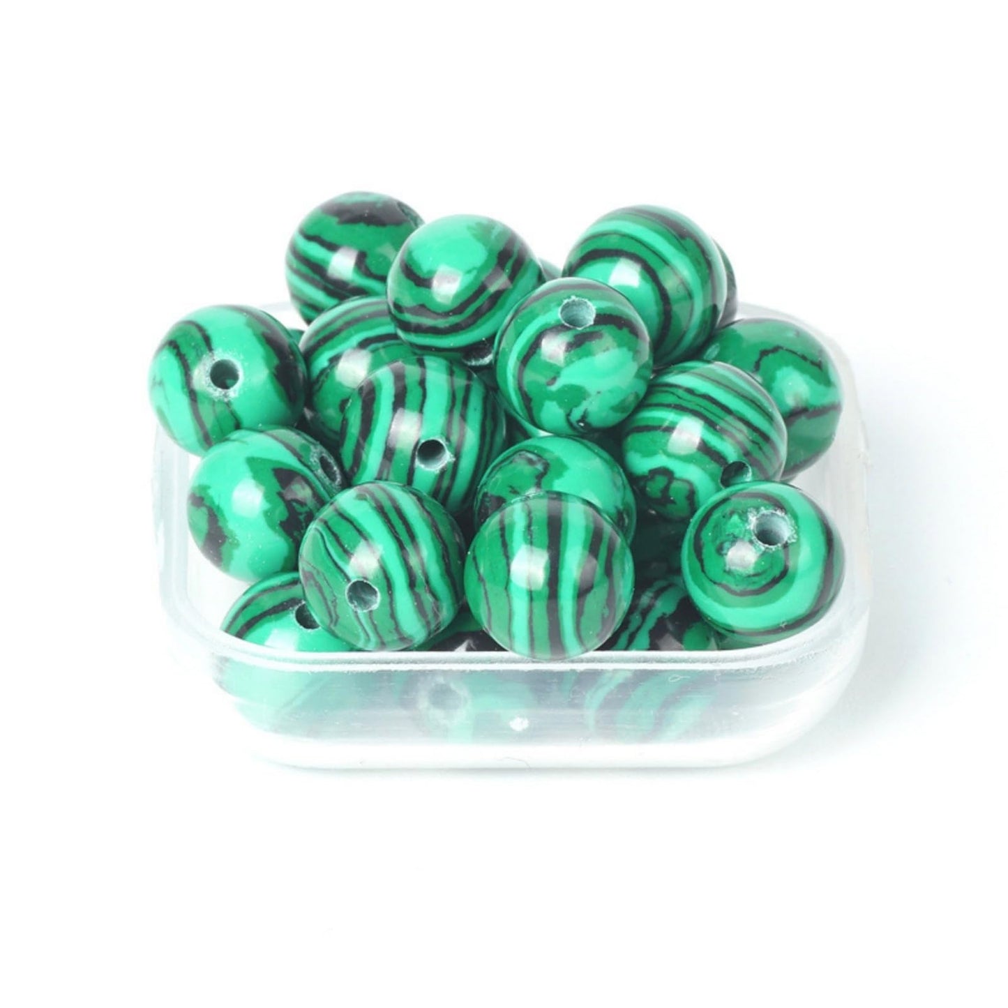 100Pcs Natural Stone 6mm Green Malachite Round Loose Gemstone Energy Healing Beads Hole Size 1mm DIY Smooth Beads for Bracelet Necklace Earrings Jewelry Making