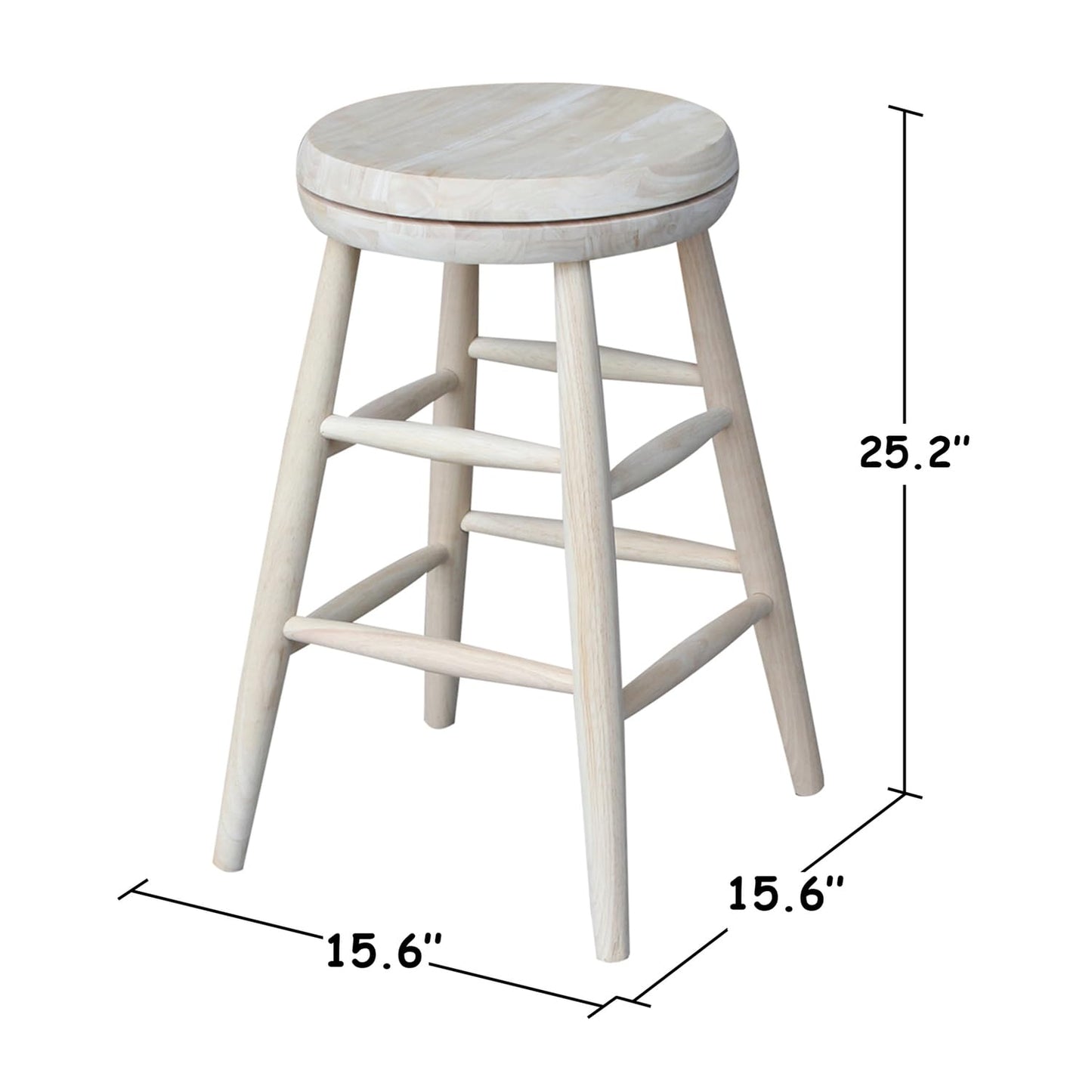HomeStock African Artifacts Swivel Scooped Seat Stool, 24" Seat Height, Solid Hardwood, 14" x 14" x 24", Fully Assembled, Ideal for Residential Use, Stylish & Durable