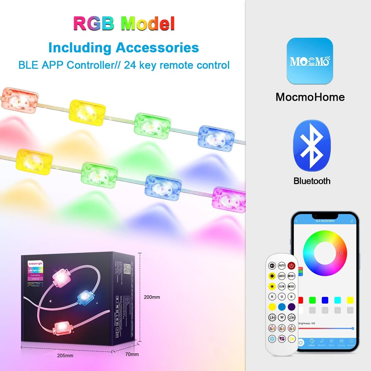 YFFSHLCS Permanent Outdoor Lights, 200ft Outdoor String Light Smart RGB with 72 Scene Modes, IP67 Waterproof Holiday Lights for Outside, APP and Remote Control Party Holidays