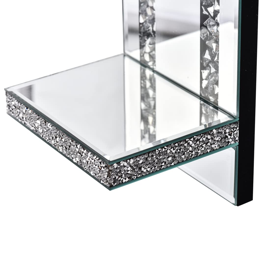 Aeveco Crystal Crush Diamond Mirrored Candle Sconces, Silver Wall Candle Holder Set of 2, Wall Decorations for Living Room,Dining Room (Rectangle Stripe (Style 4))