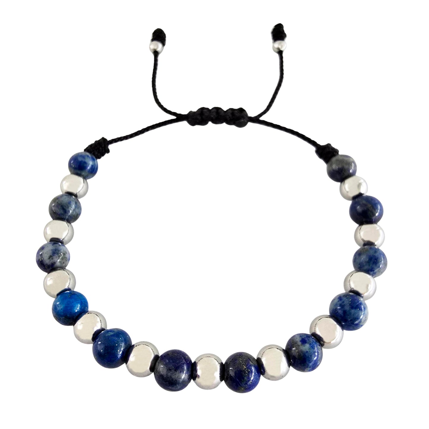 Sabeli Handmade Lapis Lazuli Bracelet Crystal Bead Jewelry for Men and Women Spiritual Healing Anxiety Protection Gemstone Natural Stone Gift Adjustable Blue 6mm Beads