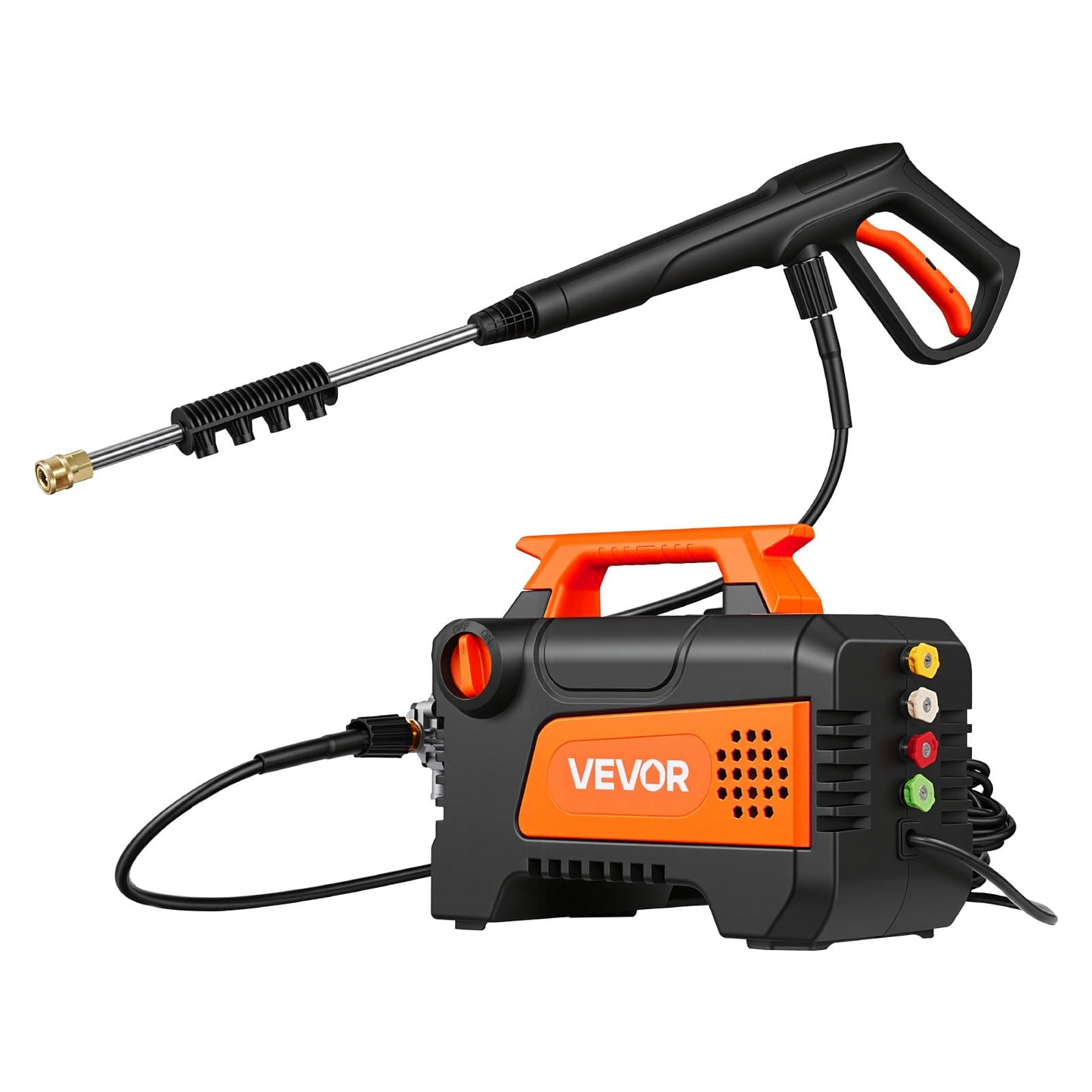 VEVOR Electric Pressure Washer, 1958 Max PSI 2.5 Max GPM, Portable Power Washer with 4 Nozzles, Metal Extension Wand, Commercial-Grade 5-Piston Plunger Pump, High Pressure for Cars,Driveways,Patios