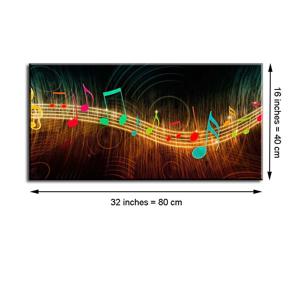 Piy Painting Music Wall Art for Bedroom, PIY Modern Musical Note Stretched with Frame, Beautiful Notes Beating on Staff Picture Decor Graphic Fine Art Prints (Artwork, Waterproof, Bracket Mounted Ready to Hang)