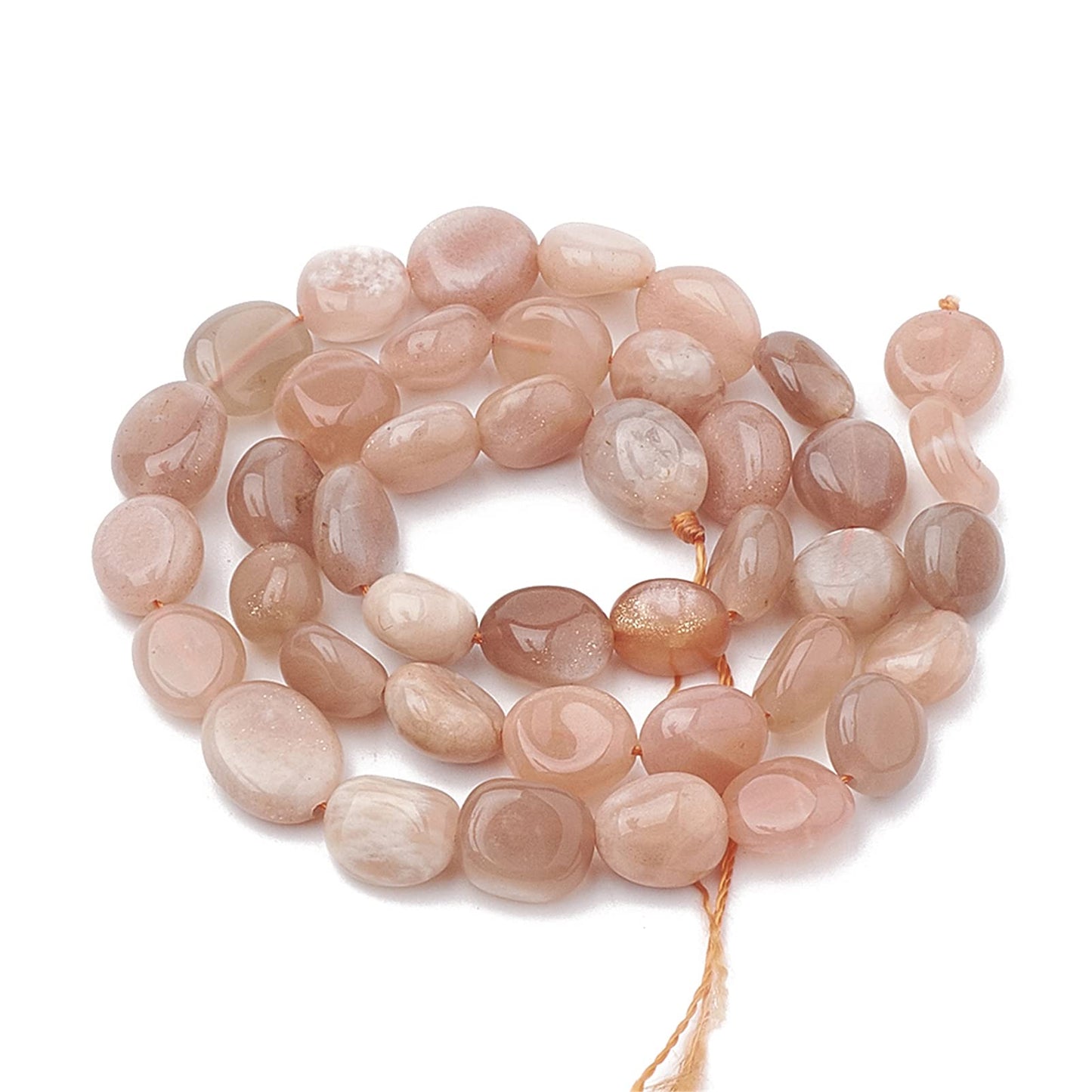 Fashewelry 36pcs Natural Sunstone Gemstone Beads Nugget Oval Healing Crystal Loose Stone Beads 8-15x8-10mm for Jewelry Necklace Bracelet Earring Craft, 15.7 Inch